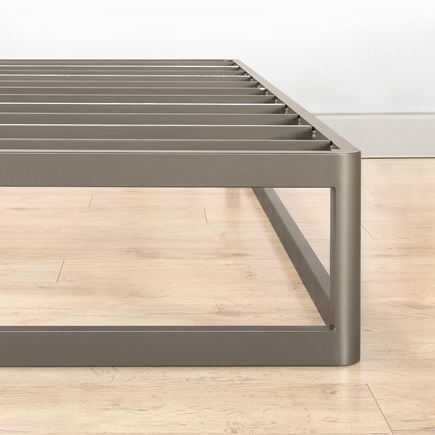 Mellow 12" Metal Platform Bed Frame w/Heavy Duty Steel Slat Foundation, King, Grey