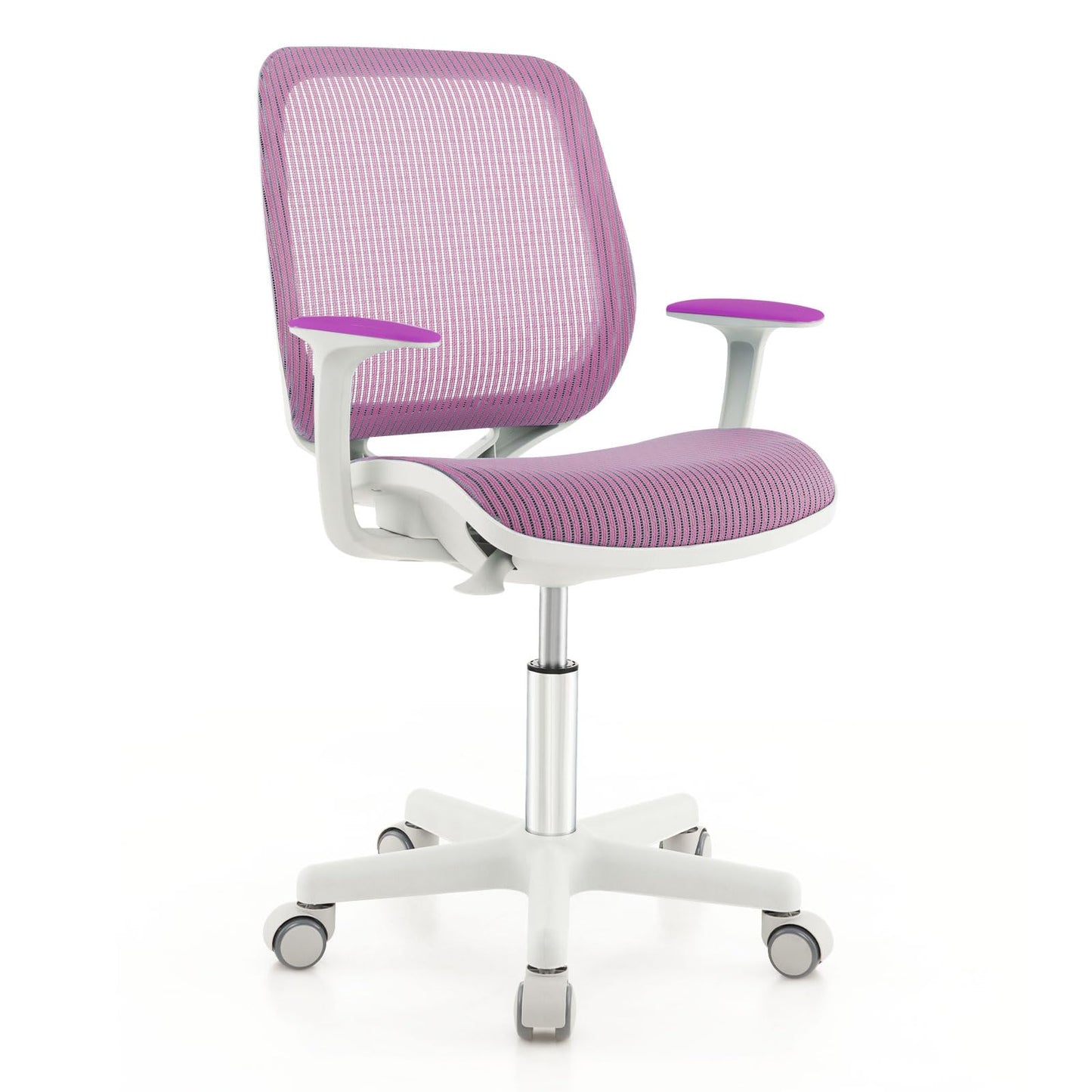 Costzon Kids Desk Chair, Height Adjustable Children Study Computer Chair with Armrests, Sit-Brake Casters, Swivel Mesh Task Chair for Boys Girls Teens Students, Kids Chair for Home, Office (Purple)