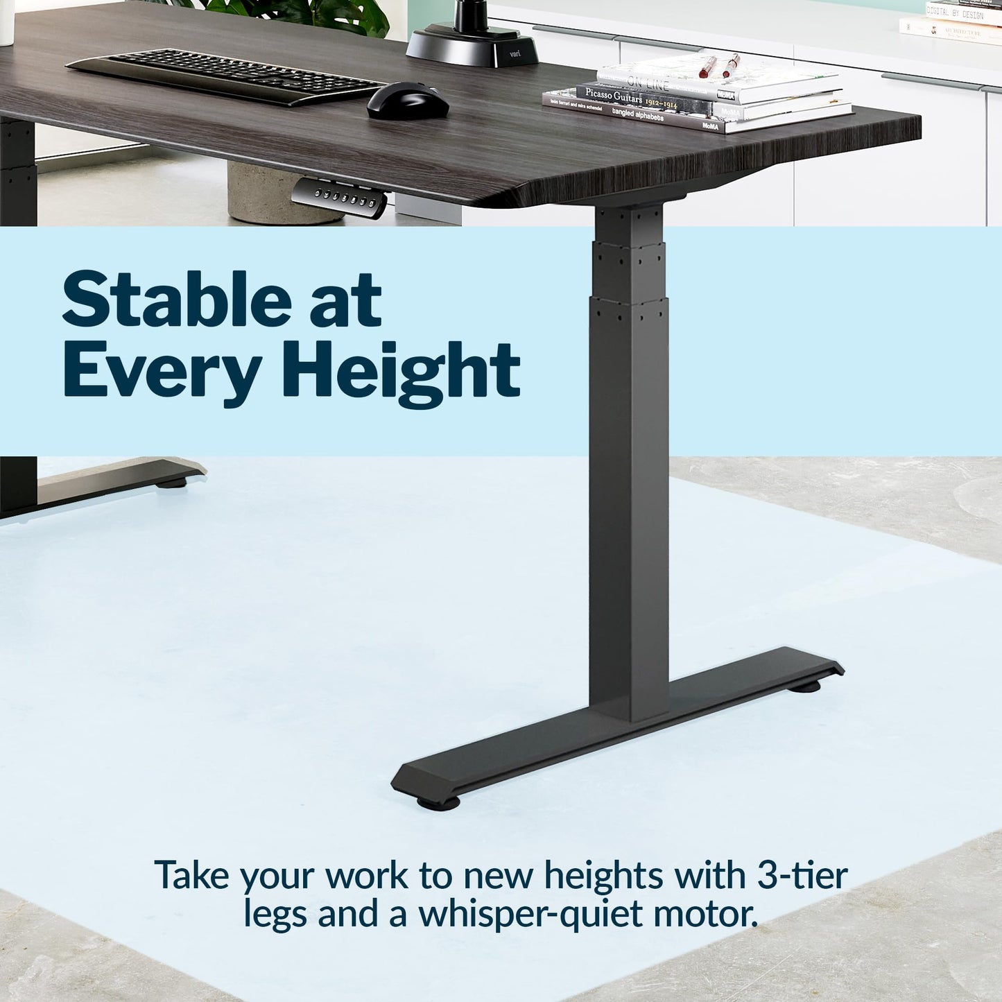 Vari ComfortEdge 60x30 Inch Adjustable Electric Standing Desk – Sit Stand VariDesk with Memory Presets, Sloped Edge, 200 LB Capacity + Tool-Free Assembly (Espresso Wood)