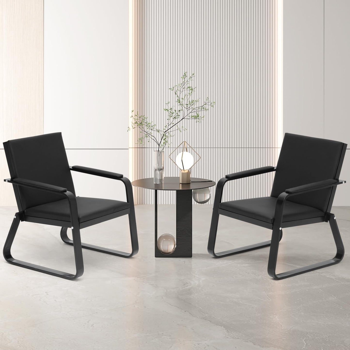 wonline Waiting Room Chair with Armrest PU Leather Office Waiting Room Furniture, Office Guest Seating Lobby Conference Reception Chairs for Airport Clinic Hospital Bank Salon Barber