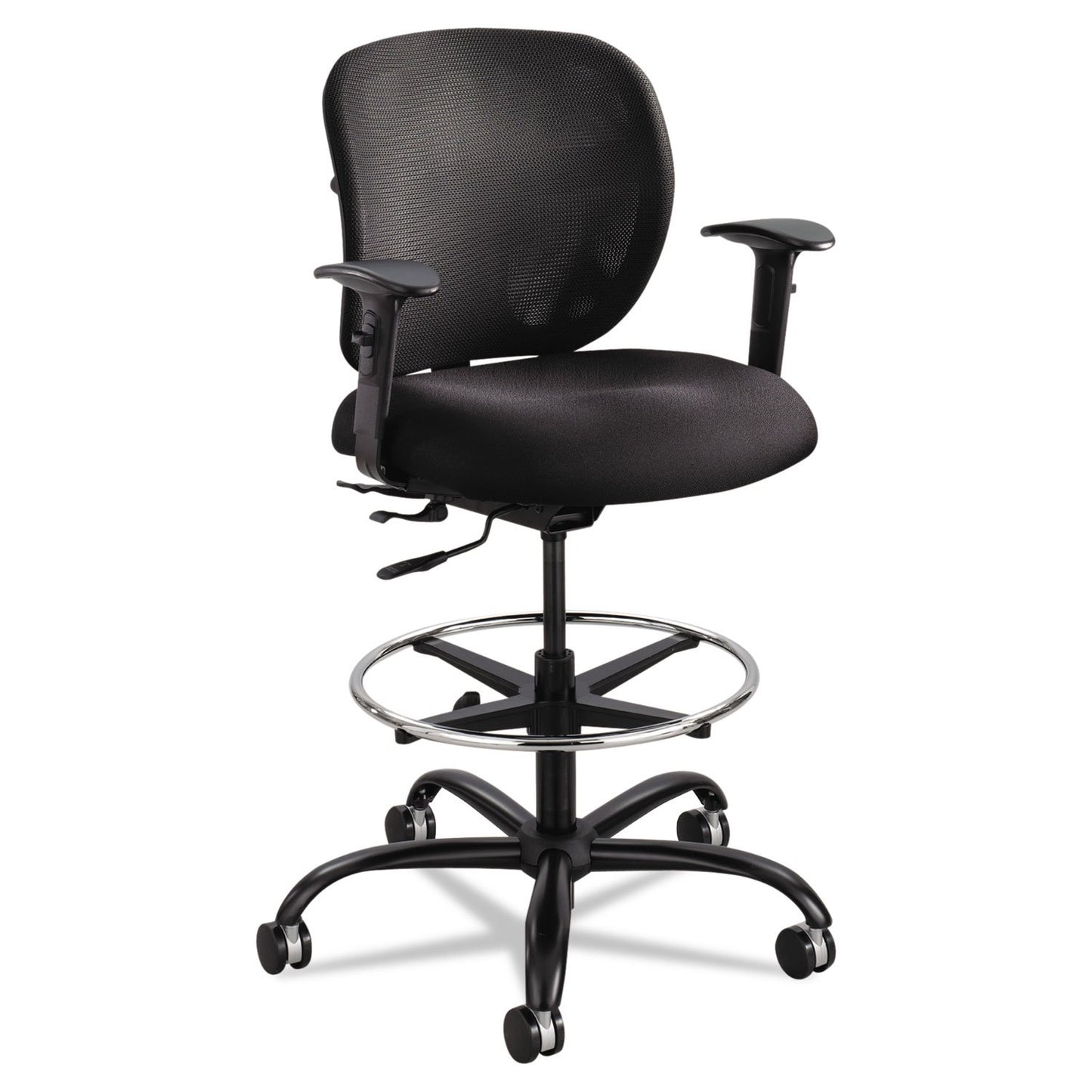 Safco Vue Office Chair, Heavy Duty Stool, 400 lbs Capacity, Ergonomic Mesh Back, 360 Swivel Seat, 5-Star Base, Big and Tall, Black