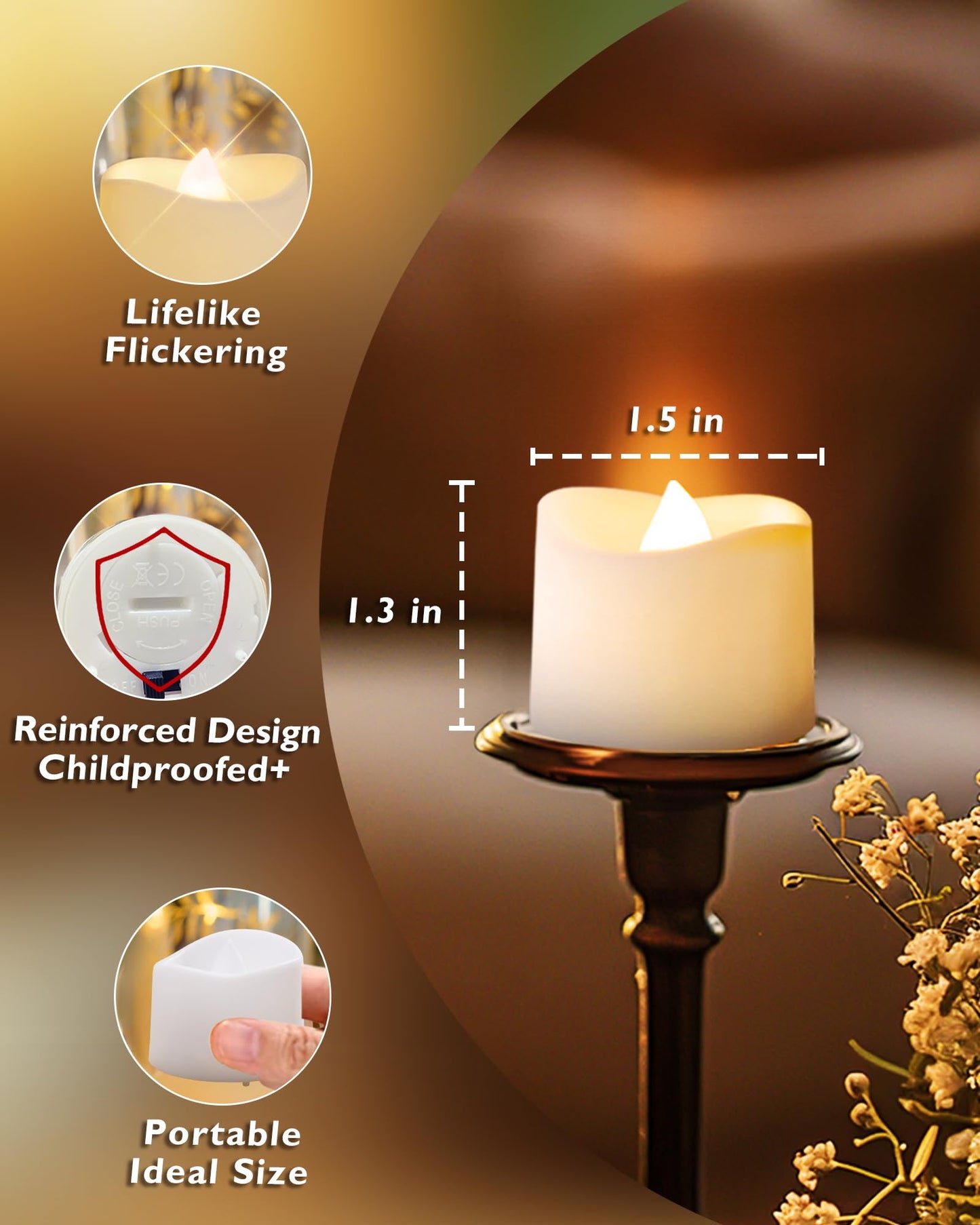 Homemory 24Pcs Flickering Flameless Candle Battery Operated, 200+Hours Fake Electric LED Tea Lights for Votive, Centerpiece Table Decorations, Wedding, Aniversary, Halloween, Christmas