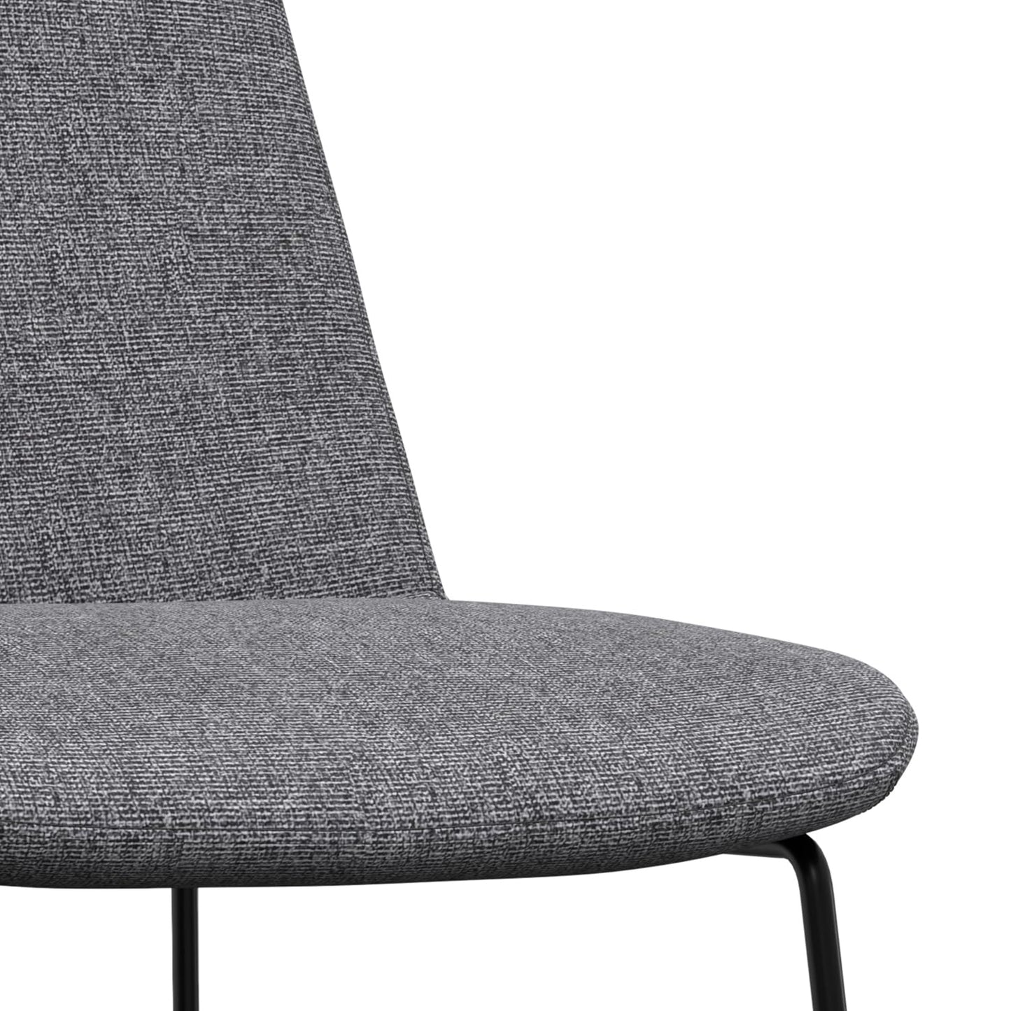 SIMPLIHOME Corina Dining Chairs - Upholstered Black Metal and Linen-Style Fabric Kitchen Chair Set in Grey, Modern Minimalist Dining Room Seating with Sled Base and Cushioned Seat (Set of 2)