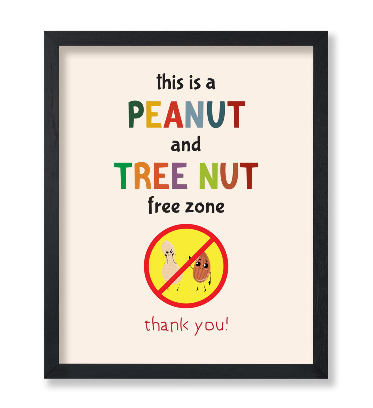 Poster Master Peanut and Tree Nut Free Zone Poster - Food Allergy Awareness Print - Preppy Art - Educational Art - Decor for School or Classroom - 8x10 UNFRAMED Wall Art