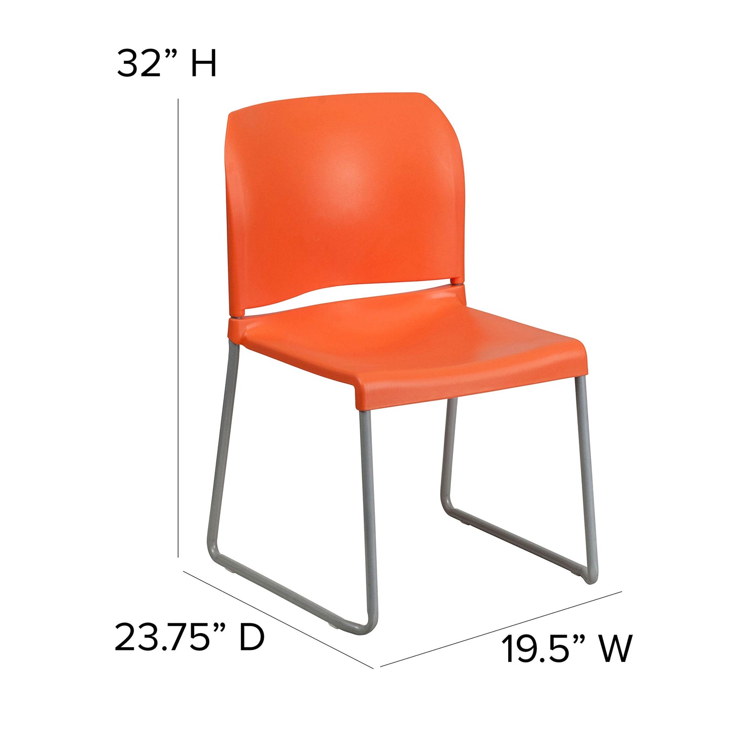 Flash Furniture Hercules Series Contoured Stacking Chairs for Waiting Rooms and Offices, Ergonomic Lobby Chairs with Curved Back, Set of 5, Orange