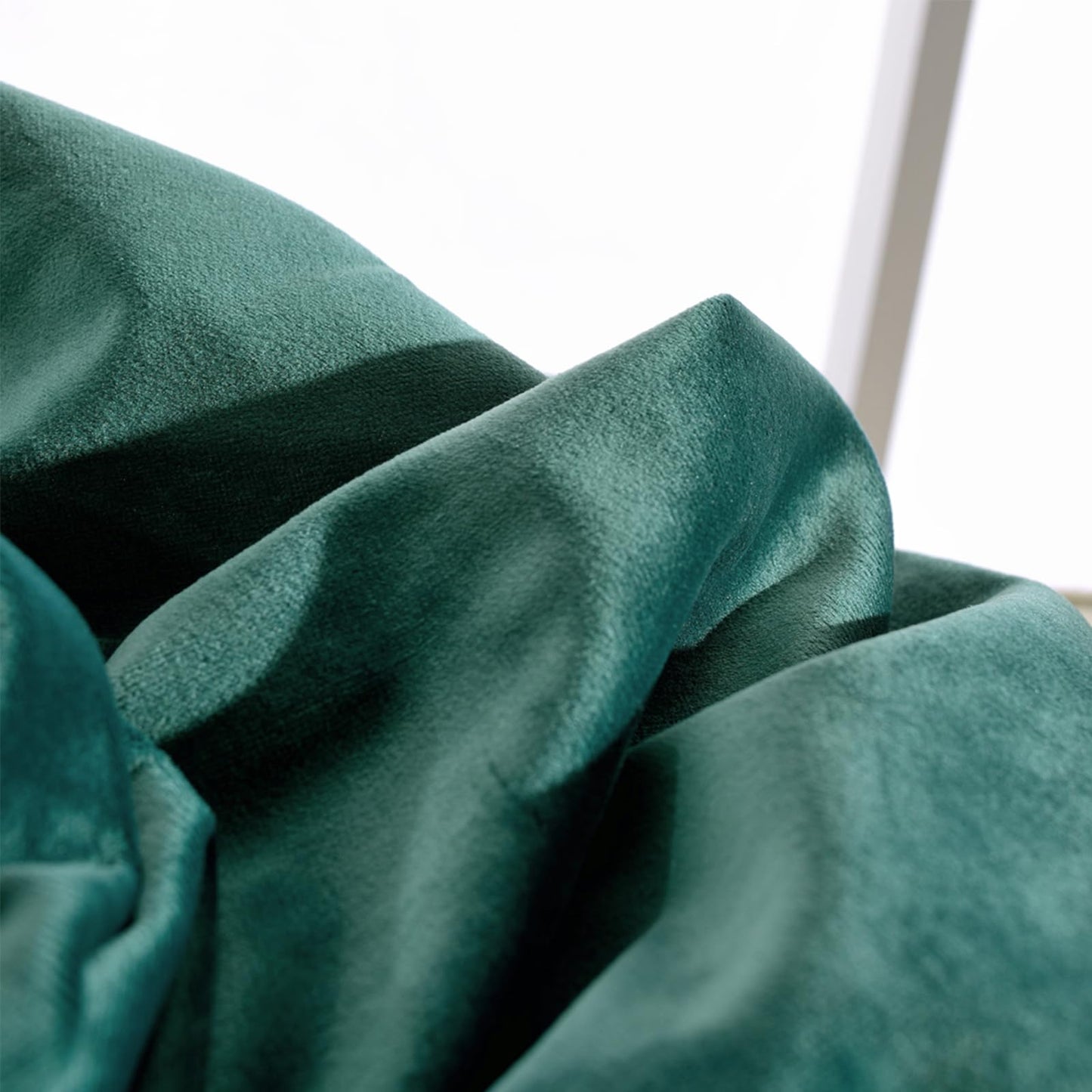 Melodieux Pom Poms Velvet Blackout Curtains for Bedroom Living Room, Vintage Luxury Thermal Insulated Rod Pocket Lined Drapes, 52" W x 84" L, Antique Green (2 Panels)
