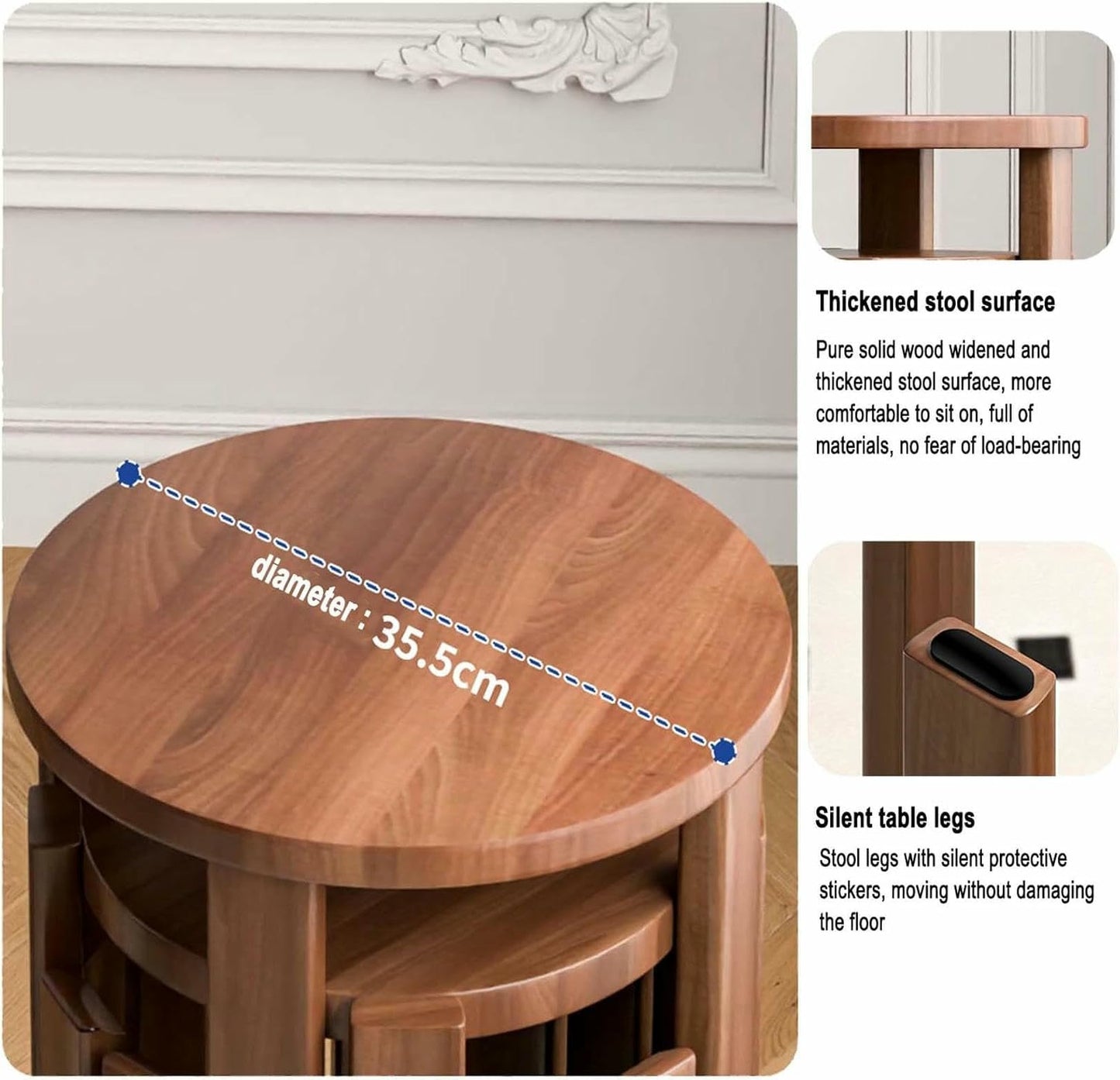 AFLEPCBRQ 4-in-1 Dining Chair,ulti-Use End Table and Chair，Stackable Stools Set of 4,Modern Farmhouse Side End Tables,One Piece for Two Purposes Stackable Stools