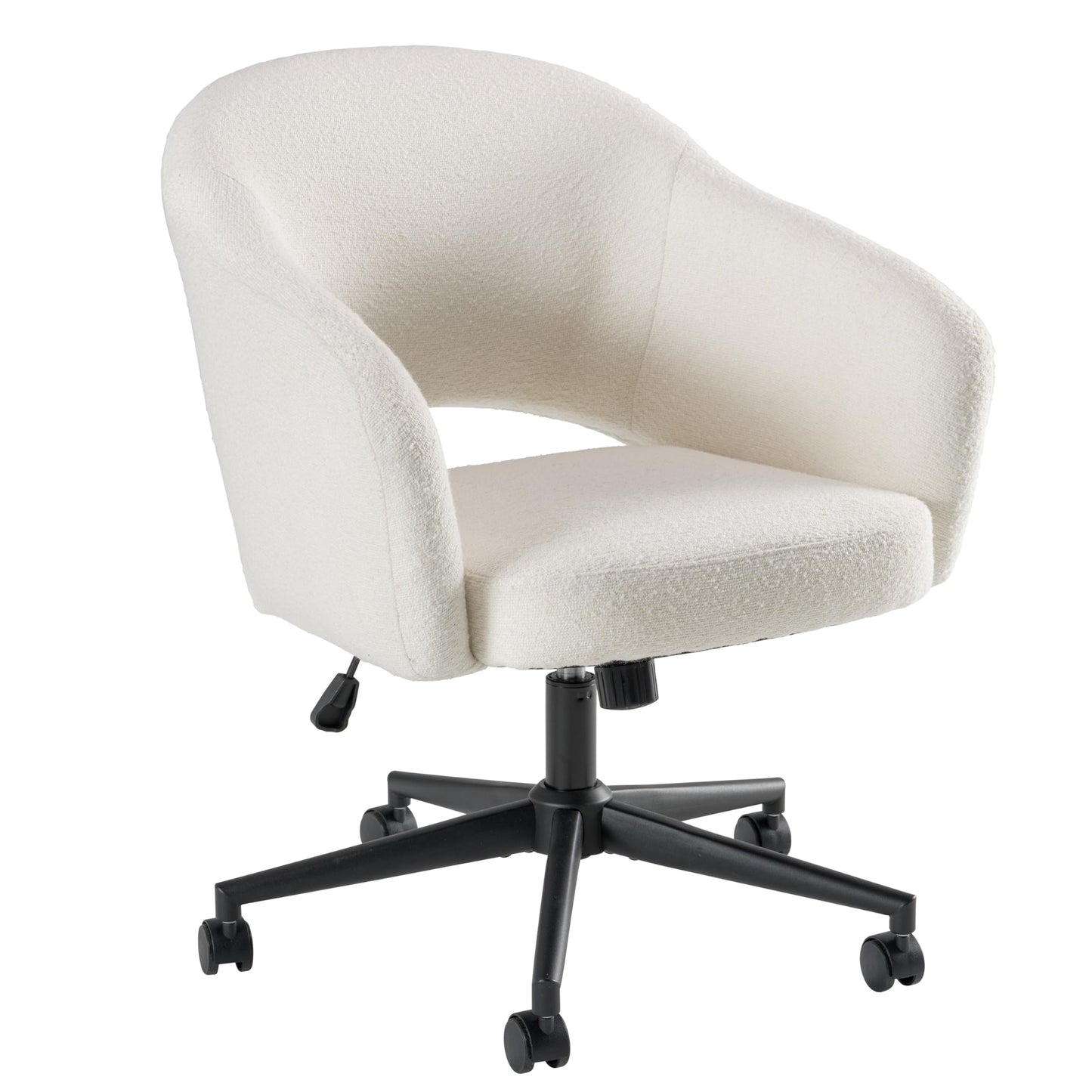 Bush Home Mid Century Modern Desk Chair for Home Office, Adjustable Seating with Wheels and Swivel Base, Fairfax Collection, Light Cream Fabric Upholstery