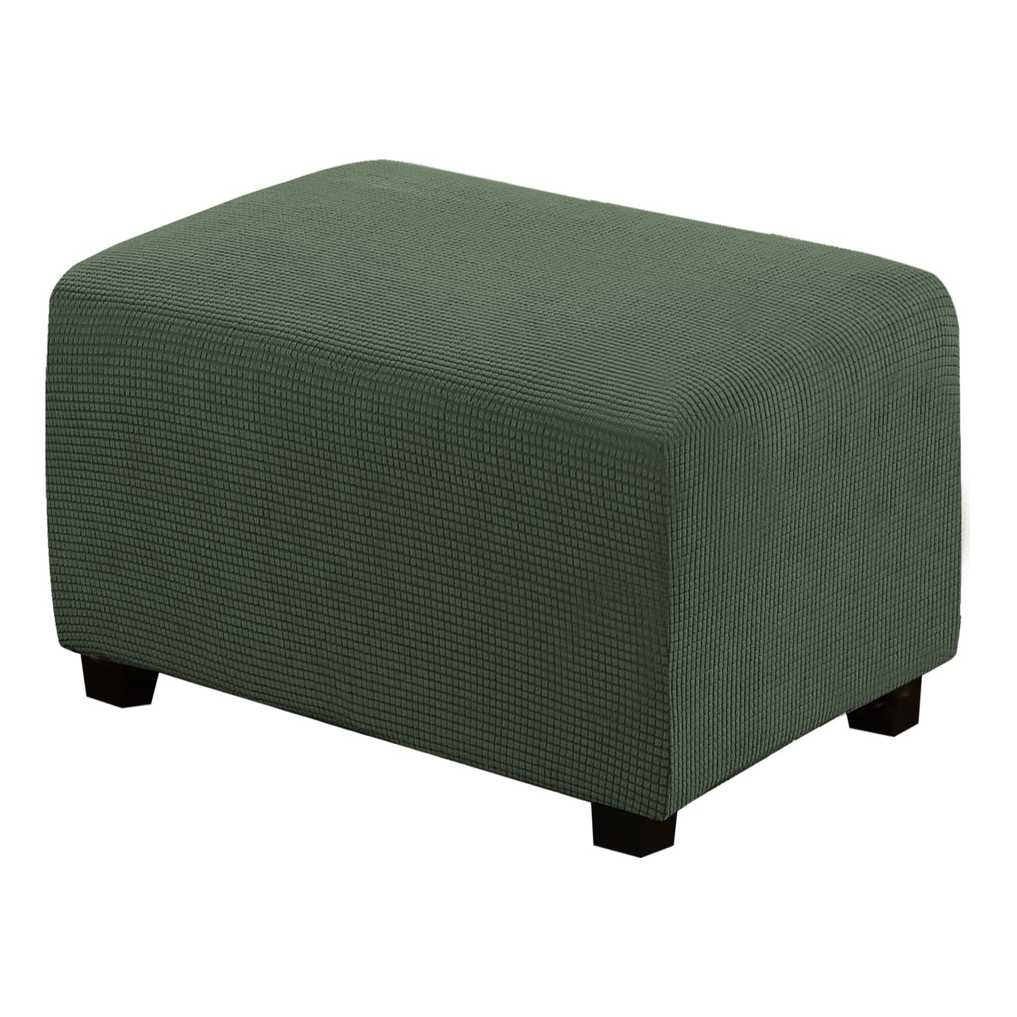 H.VERSAILTEX Ottoman Cover Slipcover Rectangle Fit Length 29'-34' Footrest Sofa Slipcovers Stool Cover Footstool Protector Covers Feature Stretch Thick Soft Jacquard Fabric Washable - Bronze Green