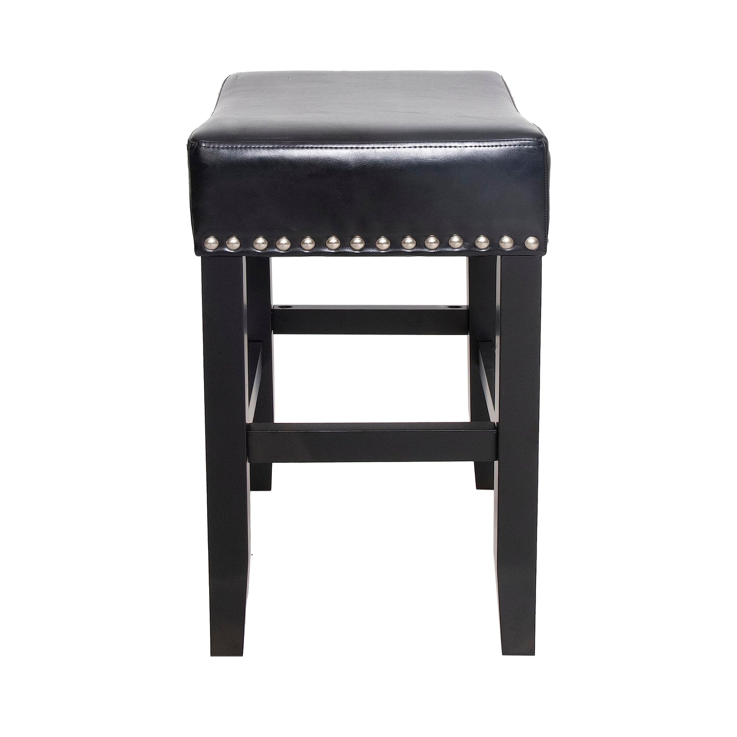 Christopher Knight Home Laramie Bonded Leather Backless Counterstools, 2-Pcs Set, Black