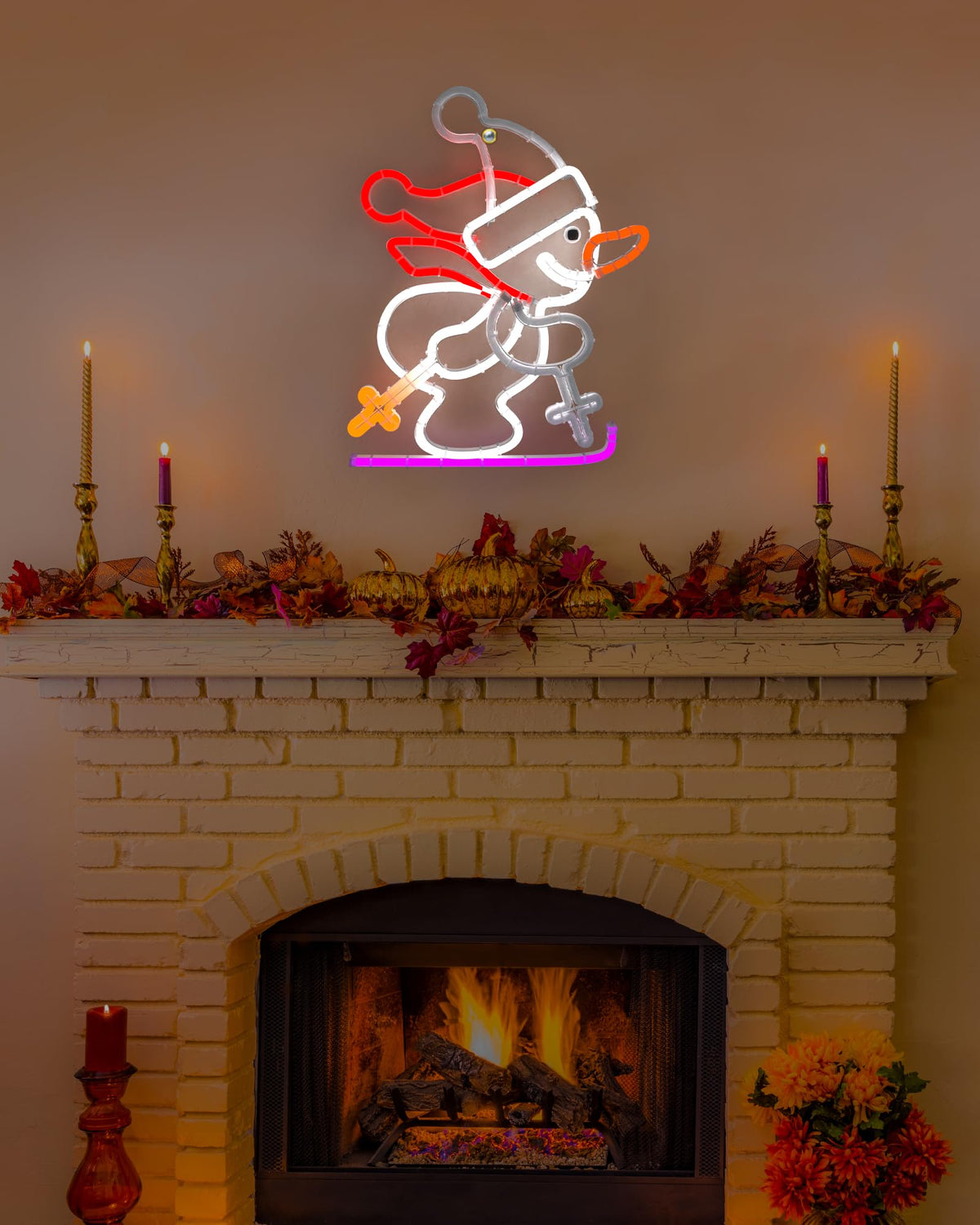 Christmas Snowman Neon Sign, Skiing Snowman LED Neon Light for Home Decor, 8H Timer & Speed Adjust, Festive Xmas Decorations Wall Art, Holiday Party Bedroom Living Room Cafe Bar