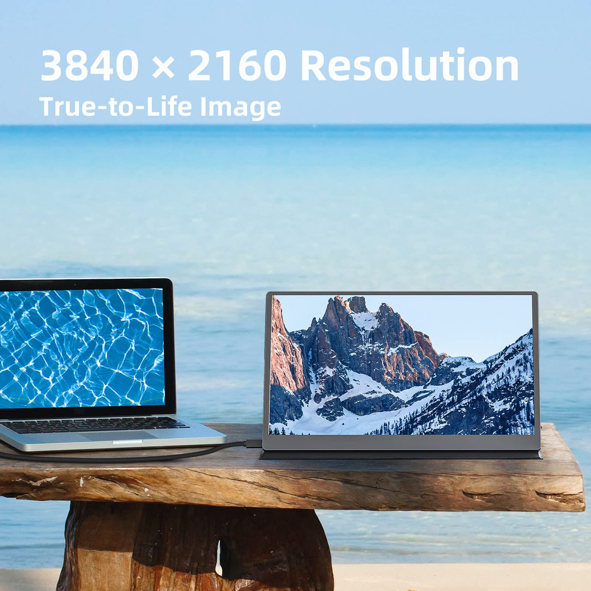 Upperizon Portable Monitor 15.6" 4K UHD 3840X2160 100% sRGB 60Hz IPS HDR HDMI USB-C Travel Monitor for Laptop MacBook PC Surface PS5 Xbox, Second Screen with Cover & Speakers, VESA Compatible