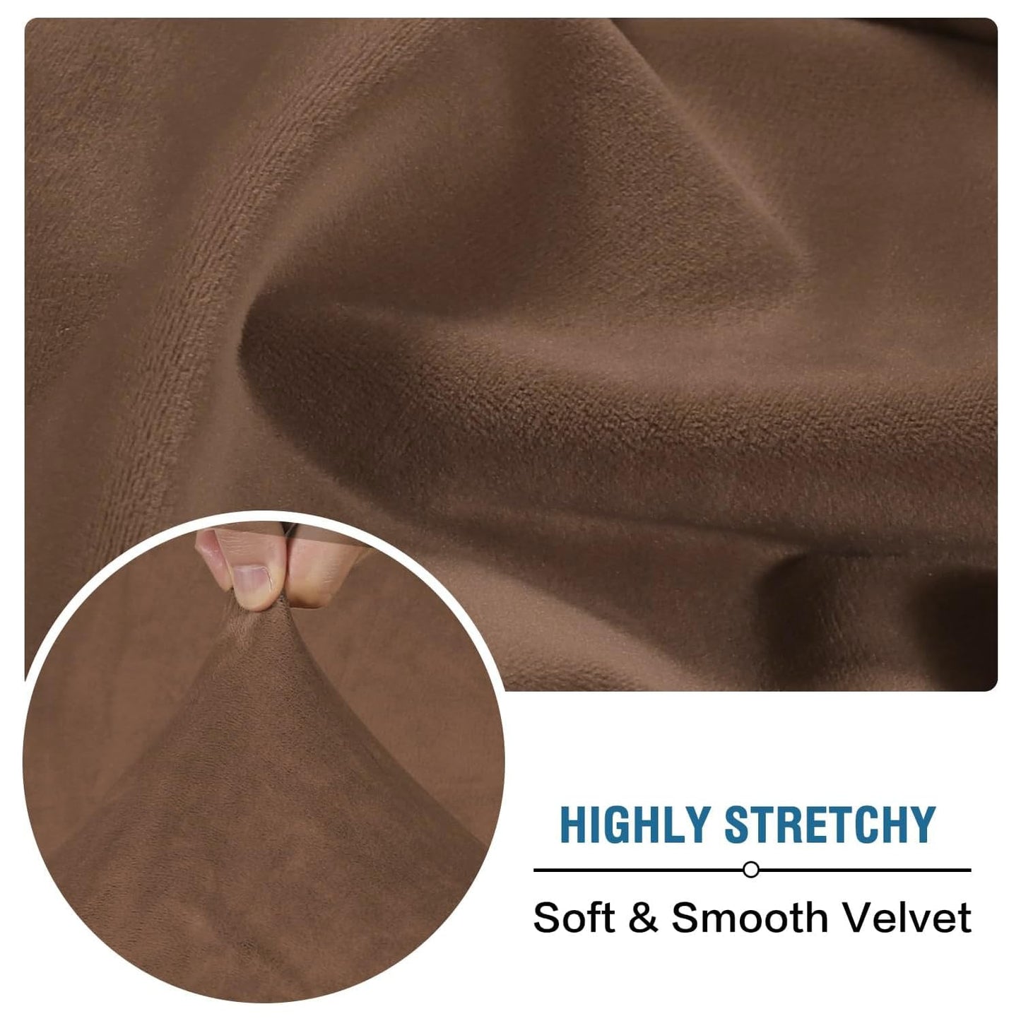 H.VERSAILTEX Velvet Stretch Individual Couch Cushion Cover Plush Slipcover for Loveseat Sofa Furniture Protector Seat Cover (1 Piece Loveseat Cushion Cover, Caramel)