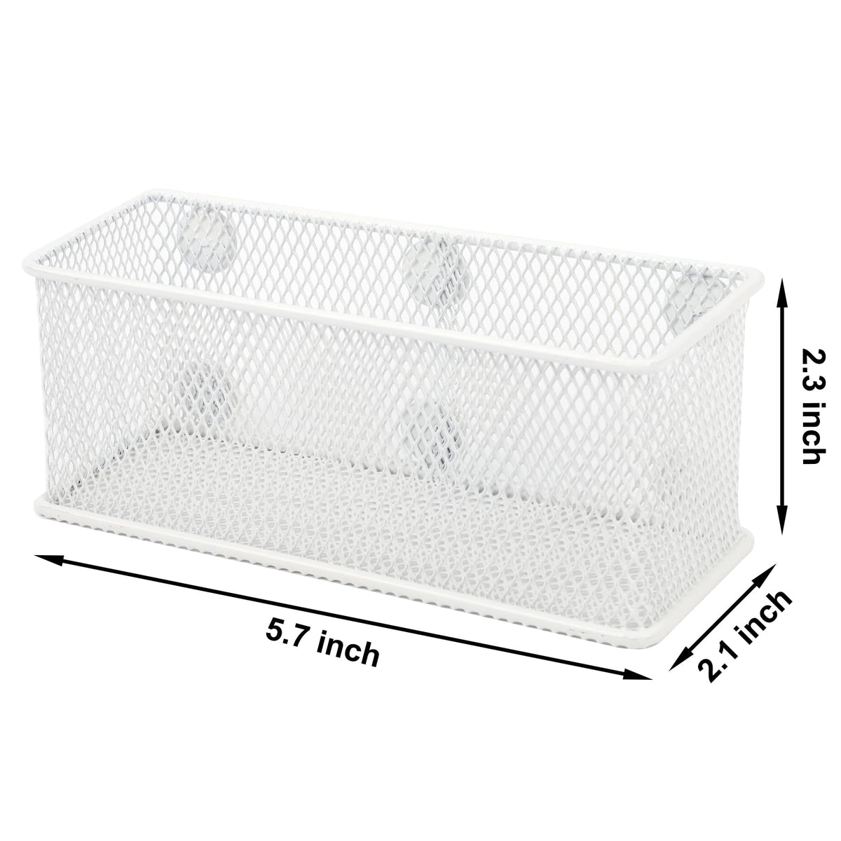 EASEPRES Magnetic Pencil Holder Set of 3 - Wire Mesh Storage Baskets Organizer with Strong Magnets - Perfect for Whiteboard, Refrigerator and Locker Accessories, White