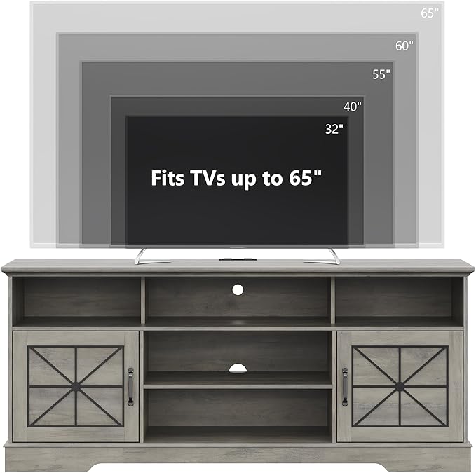 Xixini Farmhouse TV Stand for 65/60/55 Inch Tvs, Rustic Entertainment Center