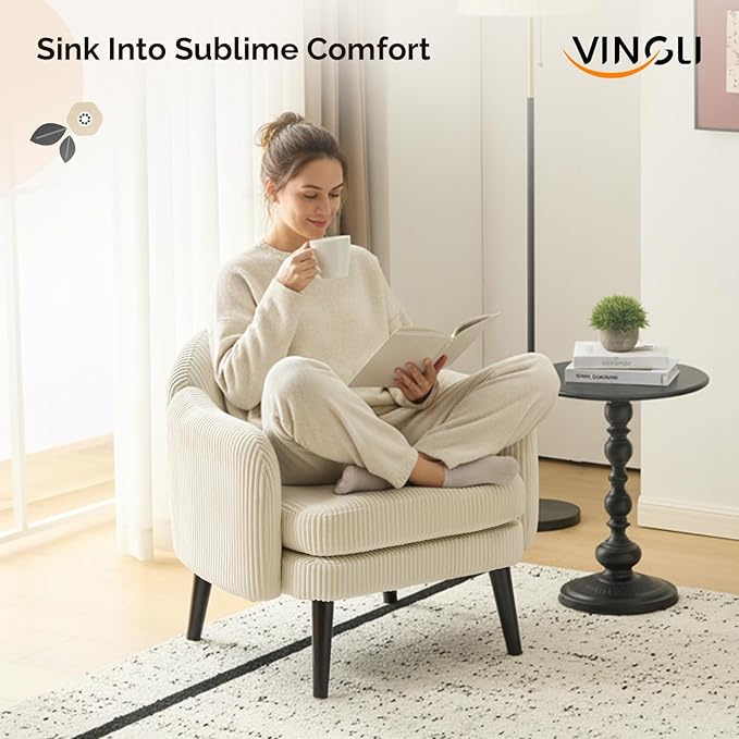 VINGLI 30.3" Wide Modern Barrel Accent Armchair