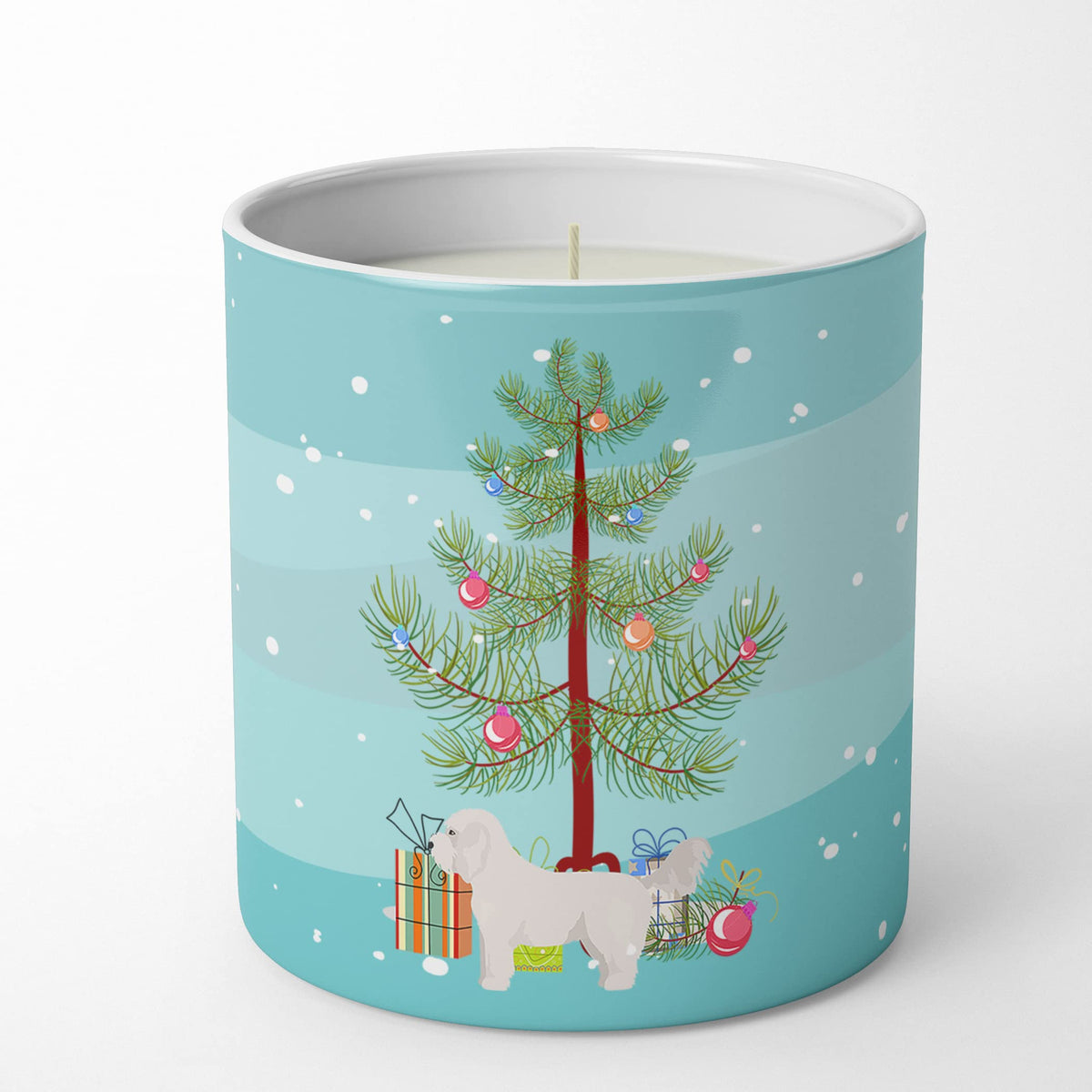 Caroline's Treasures CK3805CDL Bichpoo White Christmas Tree 10 oz Decorative Soy Candle Nature Soy Wax Essential Oil Home Decor Ideal for Bedroom Kitchen Bath Office Gift, 10 oz