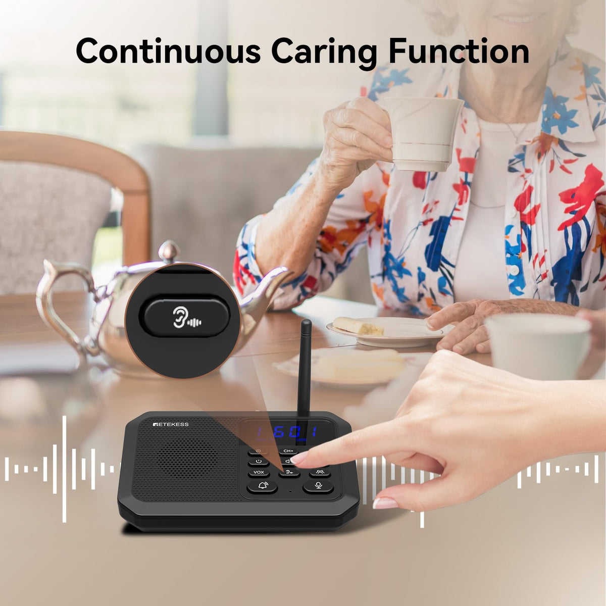 Retekess TH201 Wireless Intercom System, Room to Room Intercom, 1 Mile Working Distance, Plug and Play, Intercom Communication System for Business