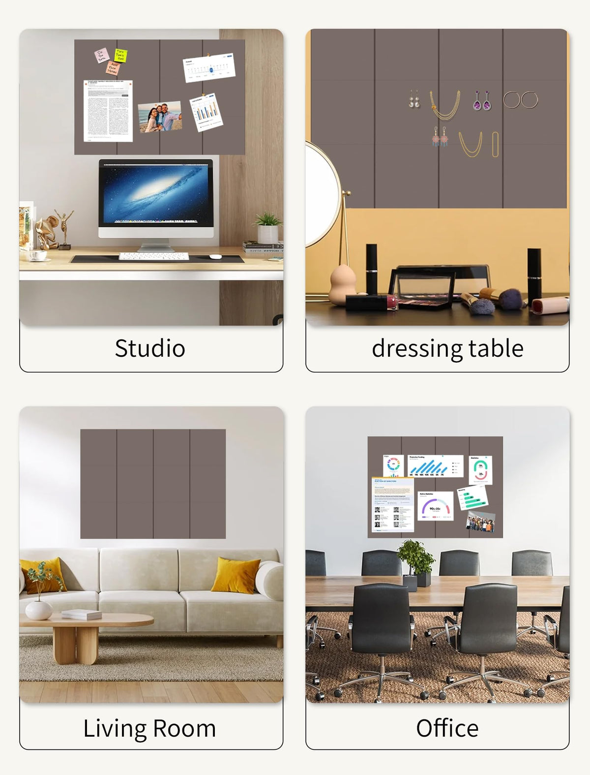 Large Bulletin Board 48"x 24" Cork Boards for Walls, 8 Pack Felt Wall Panels Photo Board, Cork Board for Office Home Pin Board