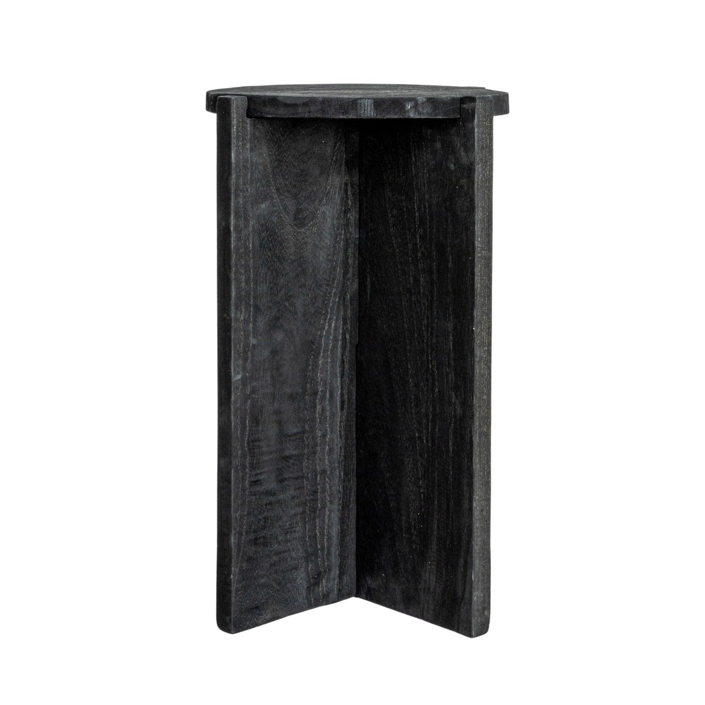 Creative Co-Op Paulownia Wood Round Accent Table, Black