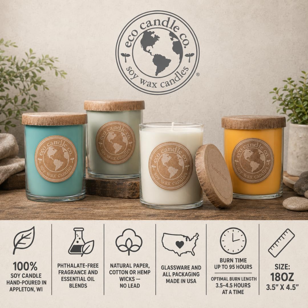 ECO CANDLE CO. Recycled Candle, Goddess, 18 oz. Double Wick - Scents of Patchouli, Jasmine, Sandalwood, Cinnamon, Vetiver, & Musk - 100% Soy Wax, Hand Poured, Phthalate Free, Midwest Soybeans