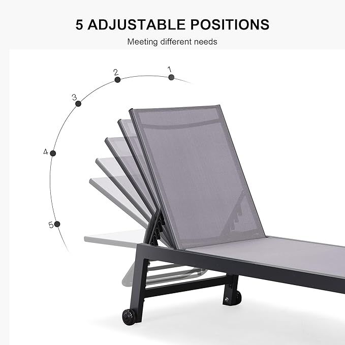 PURPLE LEAF Patio Chaise Lounge Set 4 Pieces Aluminum Outdoor Lounge Chairs