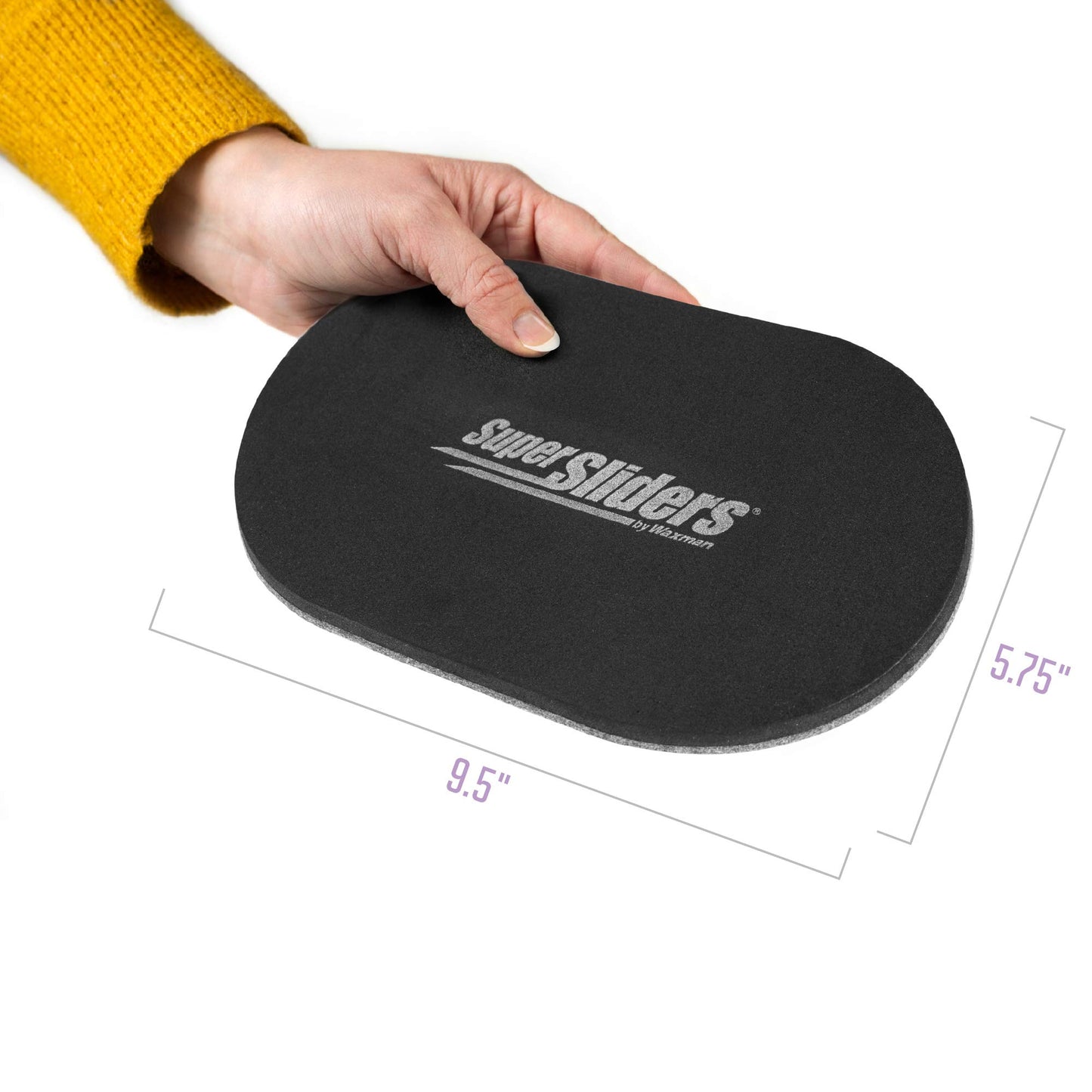 Super Sliders 5-3/4" x 9-1/2" XL Oval Reusable Felt Furniture Sliders for Hard Surfaces, Anti-Slip Protective Furniture Moving Pads for Beds, Sofas, Dressers, Set of 4, Black