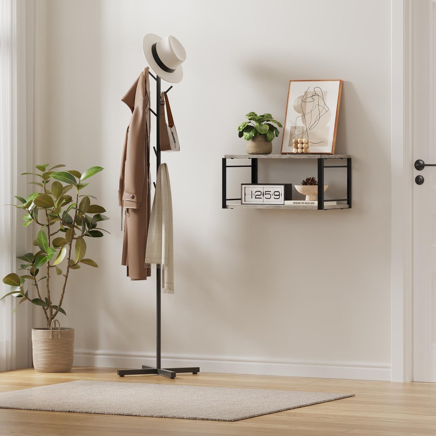 NANAGIFTREE Floating Nightstand, Wood Bedside Shelf Wall Mounted Nightstand, Floating Bedside Table Wall Shelf for Bedroom, Living Room, Bathroom, Kitchen, Office (Vintage Gray)