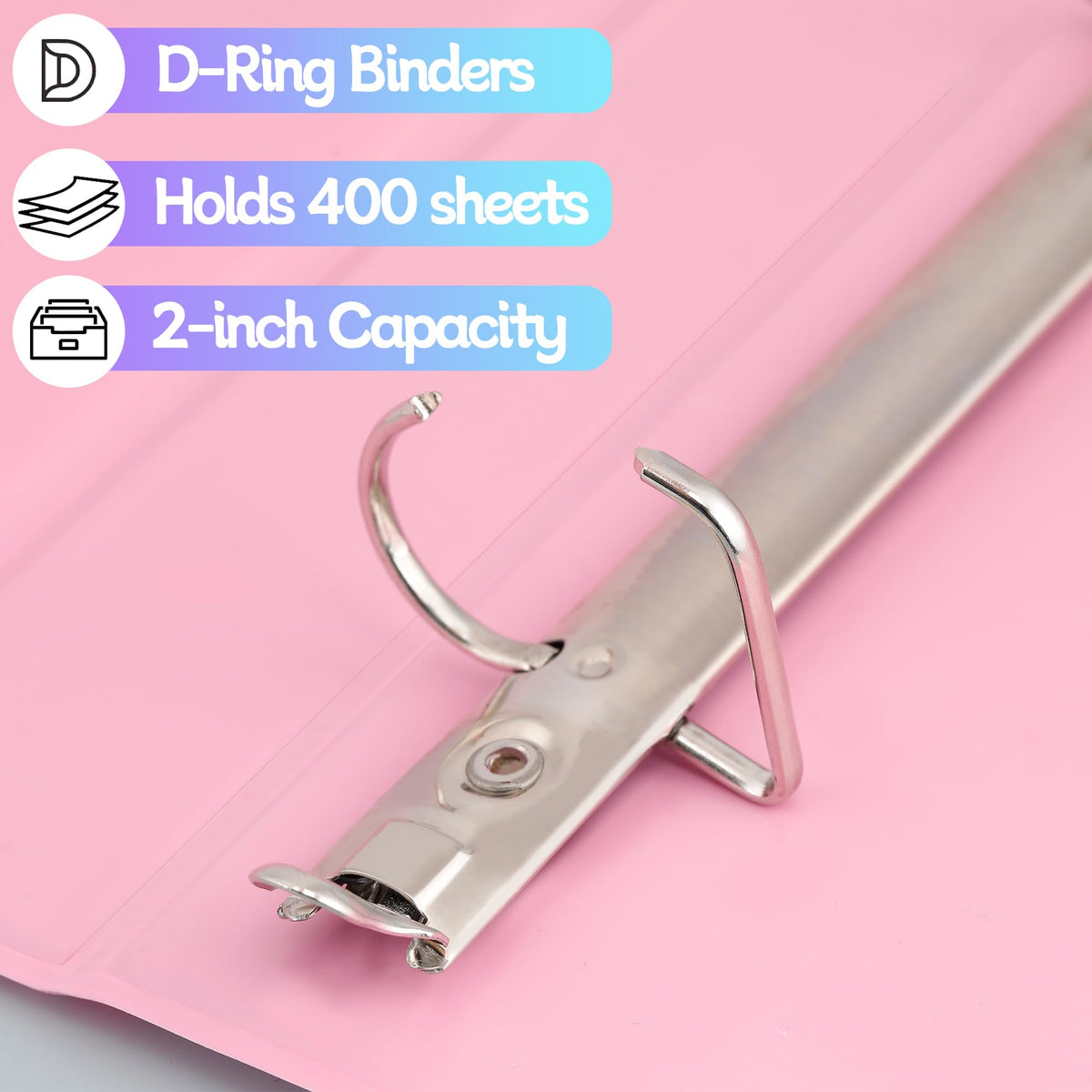 Zzrywuty Durable 3 Ring Binder,2 Inch Economy 4 Pack,Each Holds 540 Sheets,D-Ring Presentation View Binders for Office,School,Home(Pastel Assortment)