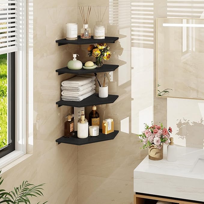 Homode Corner Floating Shelves, Corner Shelves Wall Mounted