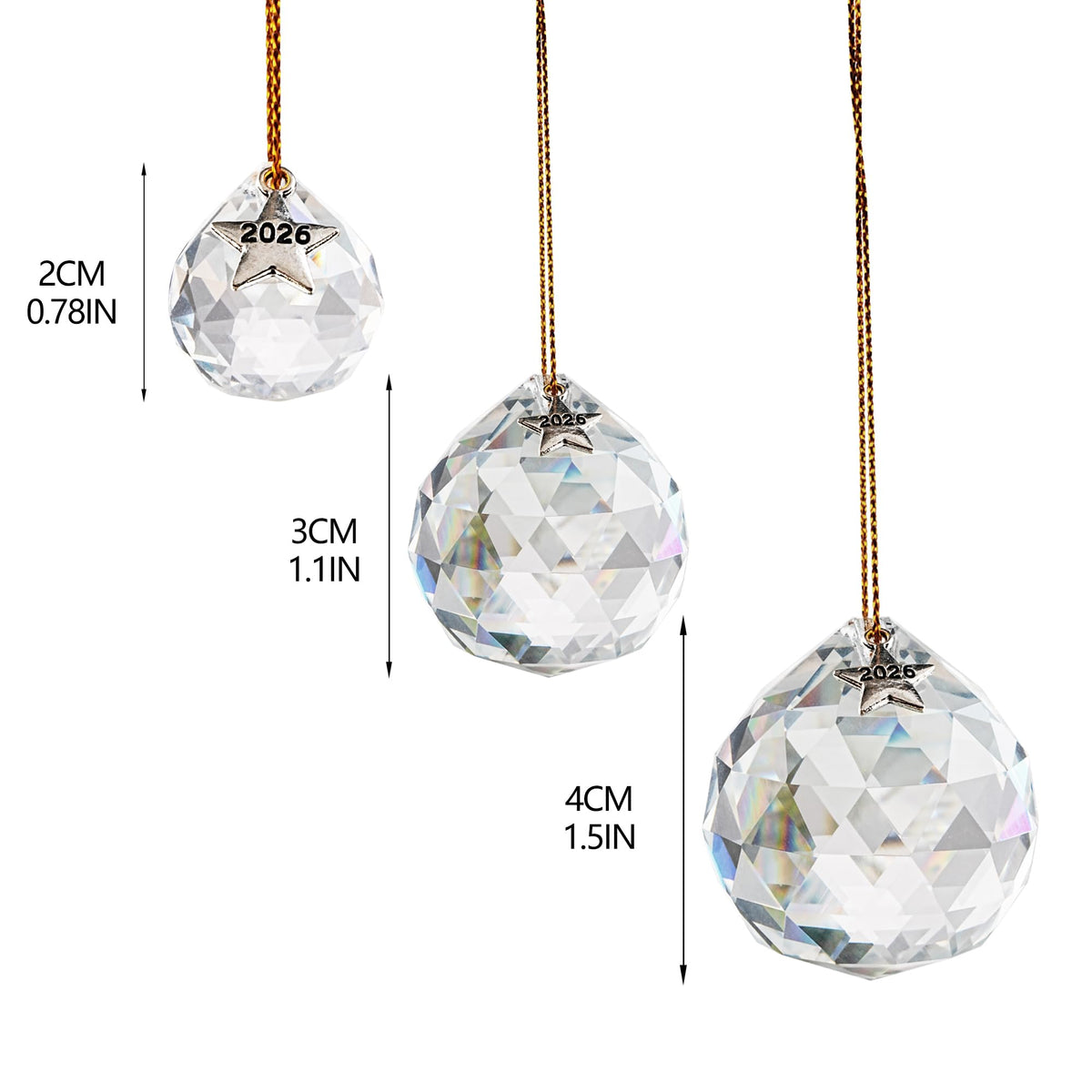 LOULIQIGIFT 13pcs 2026 Crystal Ball Hanging Ornaments Chandelier Crystals