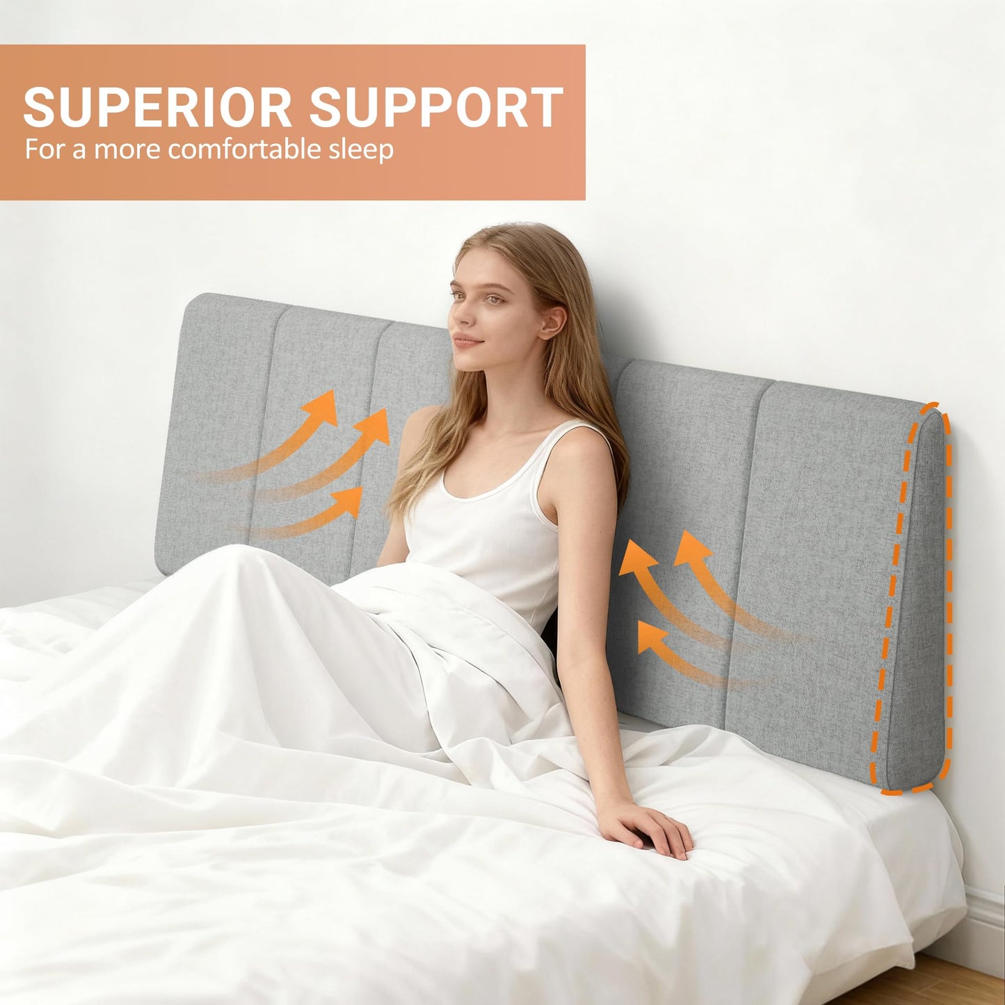 Liiwepo Queen Size Headboard Only-No Assembly, Upholstered Headboard Queen Size Linen Fabric Modern Style Headboards Extra-Thick, Light Gray