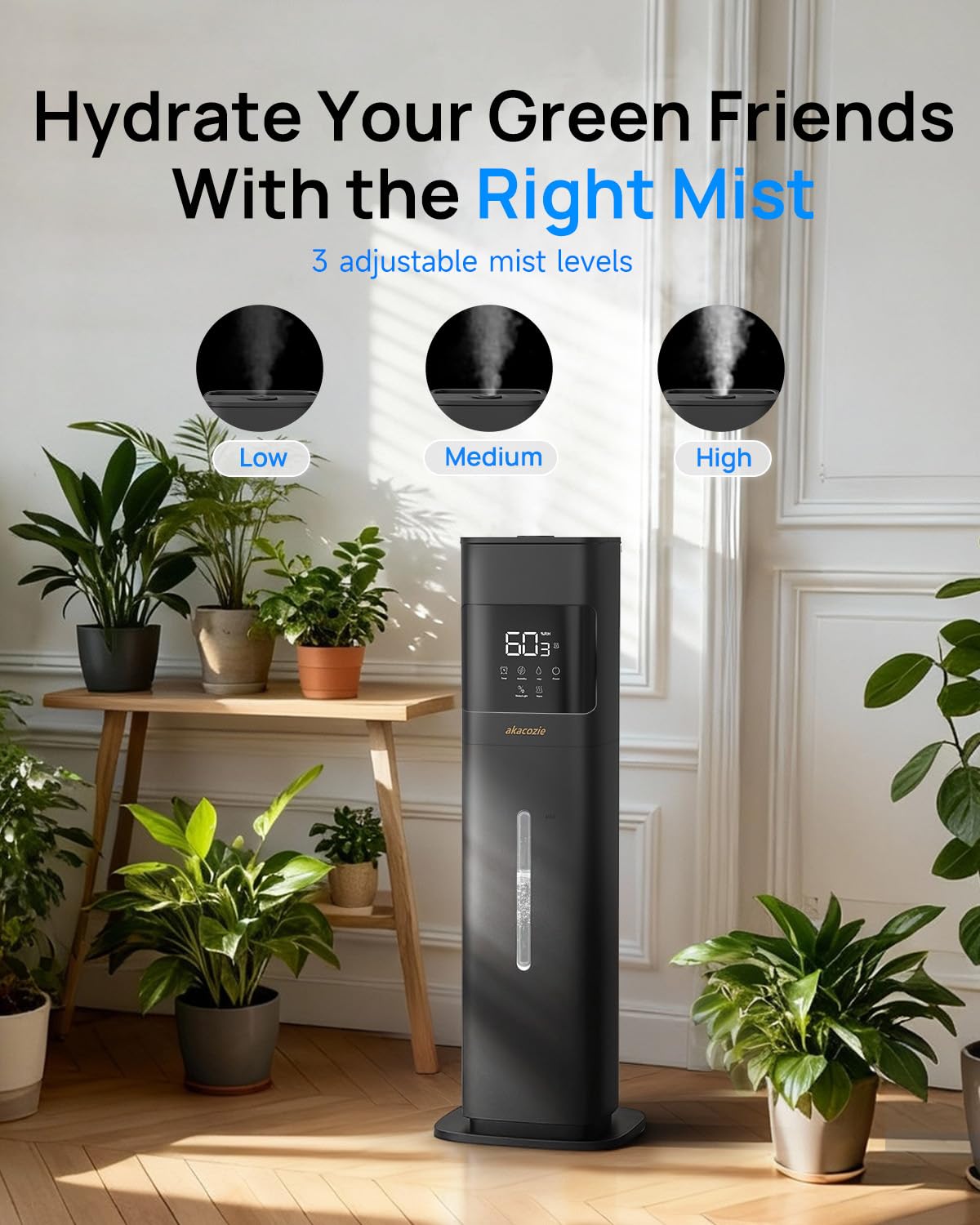 Akacozie Warm & Cool Mist Humidifiers for Bedroom 500 sq ft, 2.1Gal/8L Humidifier Large Room with Essential Oil Diffuser, Top-Fill Large Room Humidifiers for Home Baby Nursery Plants Office