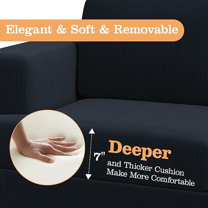 Apicizon Modern Loveseat & 3-Seater Sofa Set of 3, Corduroy Couch 3 Piece Sofa