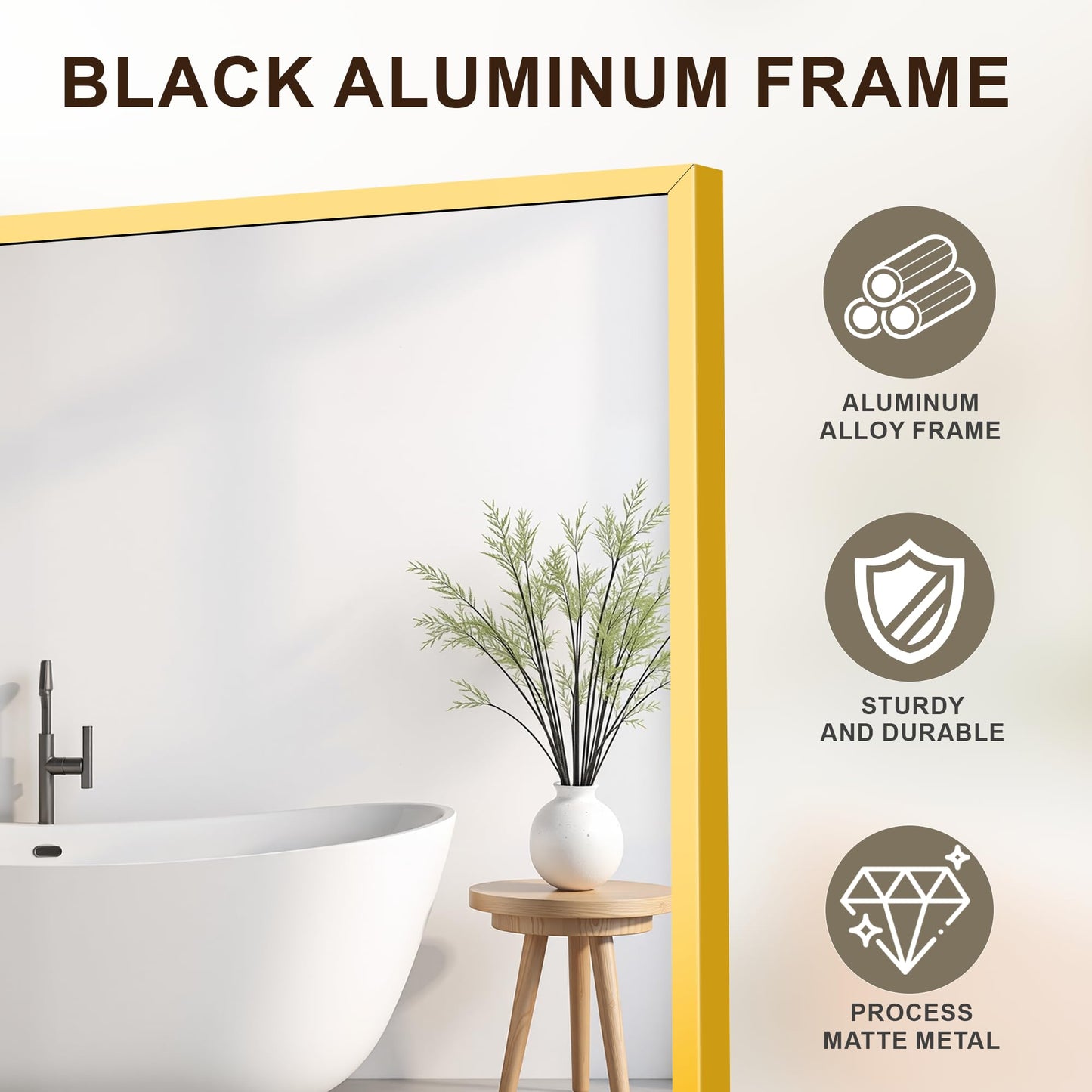 FICTOR Bathroom Vanity Mirror-Gold,30x20 Inch, Shatterproof & Anti-Rust, Wall Mount Rectangle Mirrors with Metal Frame for Over Sink, Bathroom, Bedroom, Living Room,Entryway