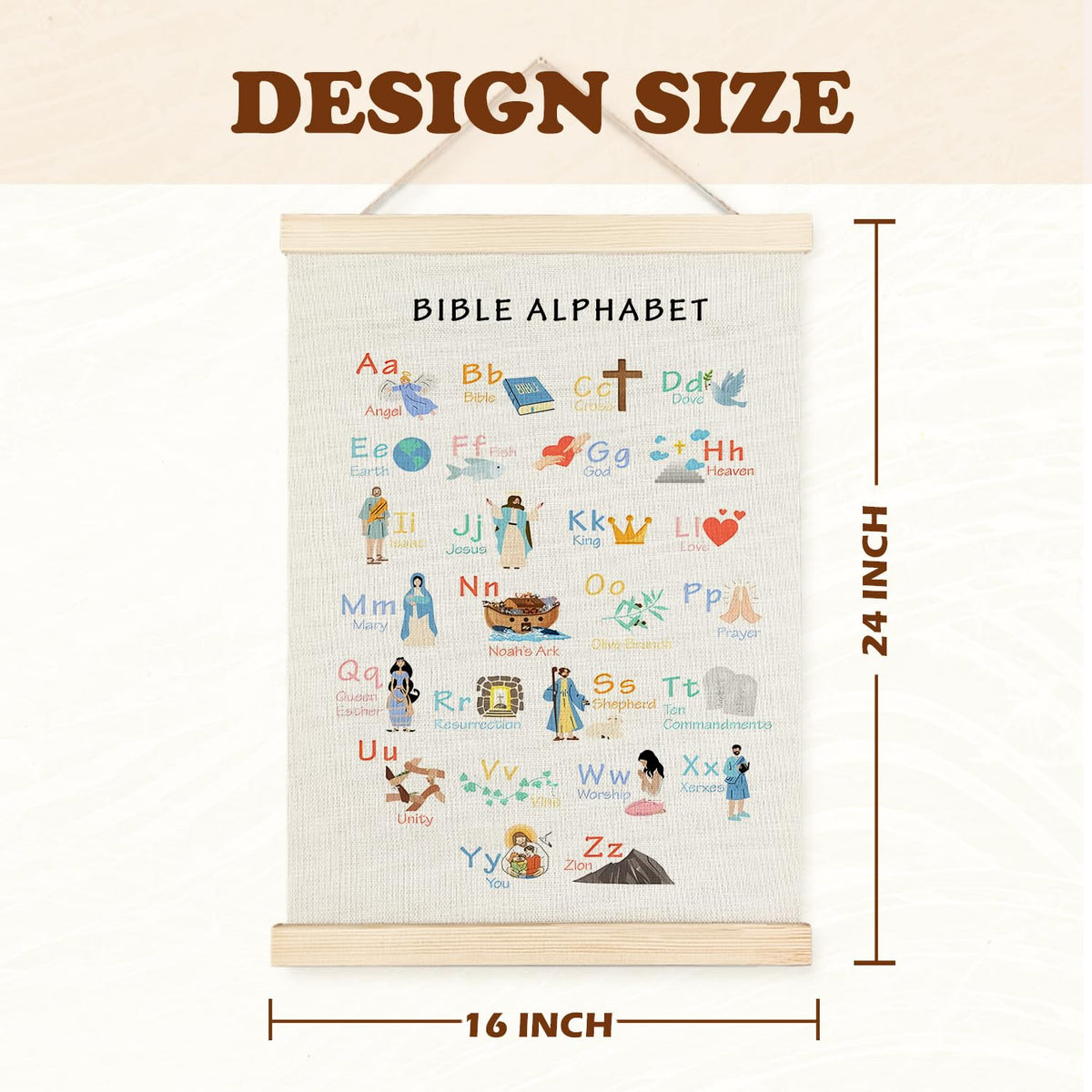 Supwhd Bible Verse Posters for Kids, Bible Alphabet Poster Hanger Frame, Christian Classroom Decor, Alphabet Wall Decor for Classroom Church School Christian Home, 16x24