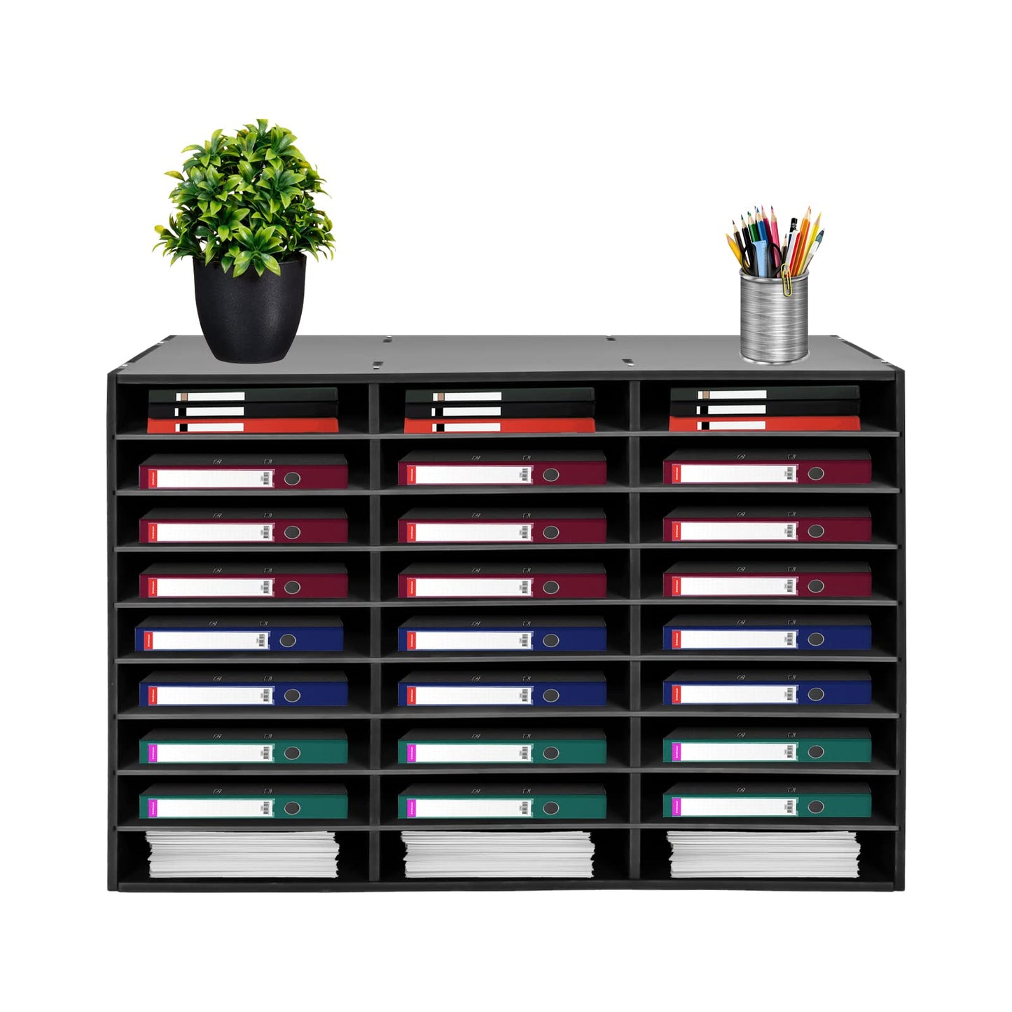TuBaSaki Literature Organizer 27 Slots Compartments Desktop File Sorter Mail Center Paper Storage Cabinet Home & Office Mailbox School Classroom Keepers