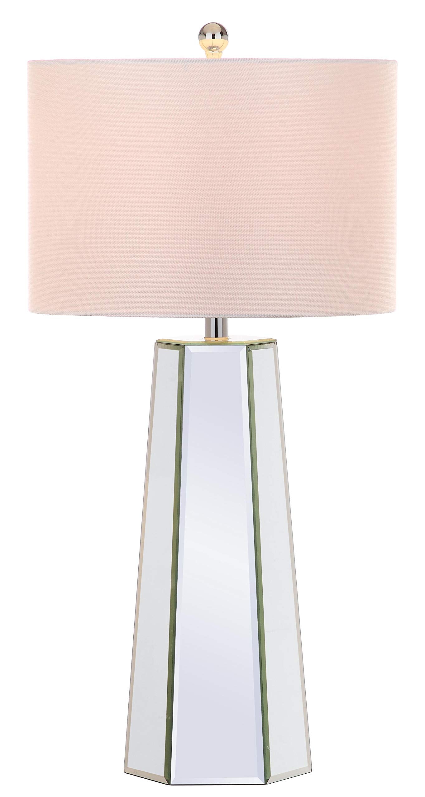 SAFAVIEH Lighting Collection Janice Modern Art Deco Mirror Chrome 32-inch Bedroom Living Room Home Office Desk Nightstand Table Lamp Set of 2 (LED Bulbs Included)