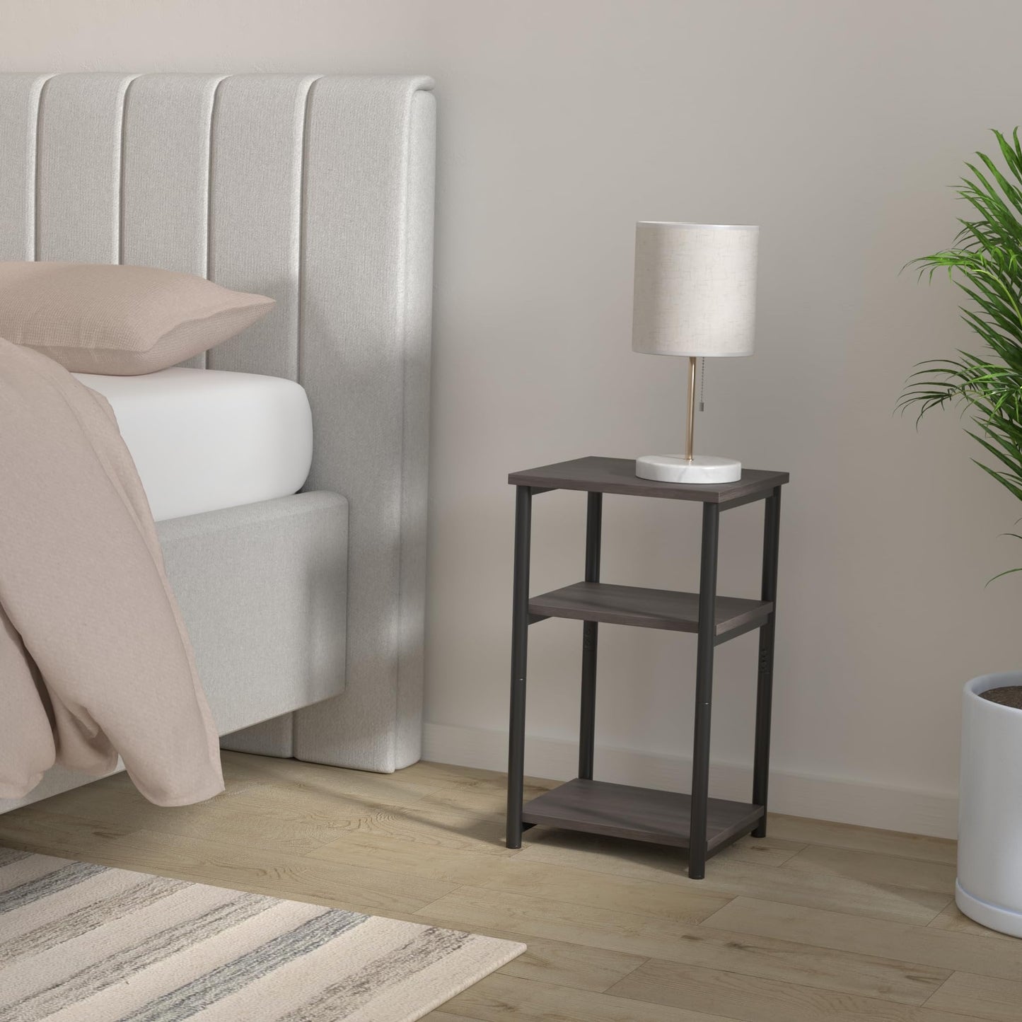 VASAGLE BARNET Collection - Side Table, Small End Table for Living Room, Modern Tall Nightstand, Bedroom, Office, Bathroom, Steel Frame, Chestnut Brown and Ink Black ULET273B74