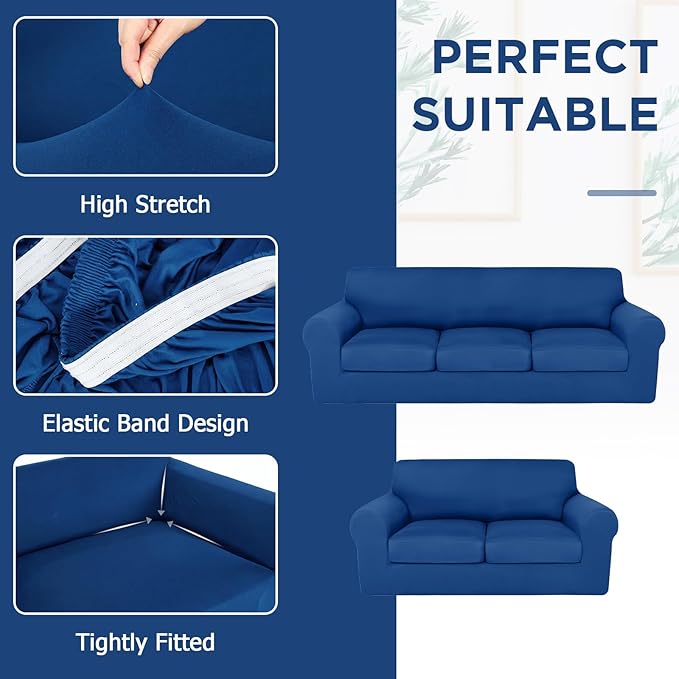 HunnmingRe Sofa Covers for 3 Cushion Couch Stretch Sofa and Loveseat Covers Set