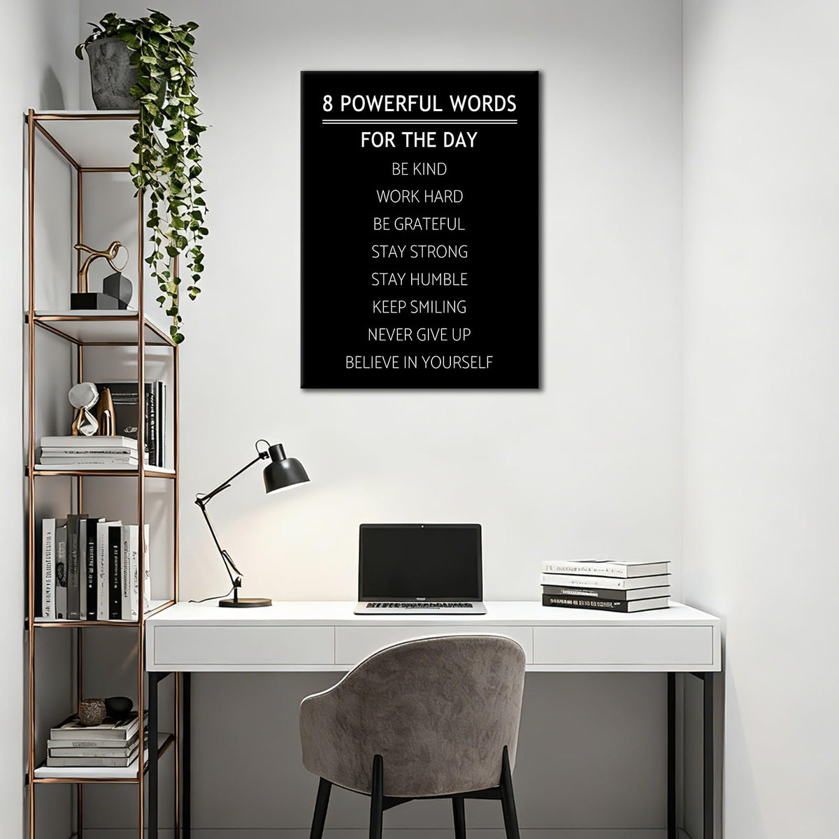 DINGFUN 8 Powerful Words Motivational Wall Decor Inspirational Office Entrepreneur Quotes Discipline Poster Wall Art Print Positive Picture Artwork for Gym Workspace Ready to Hang [18''W x 24''H]