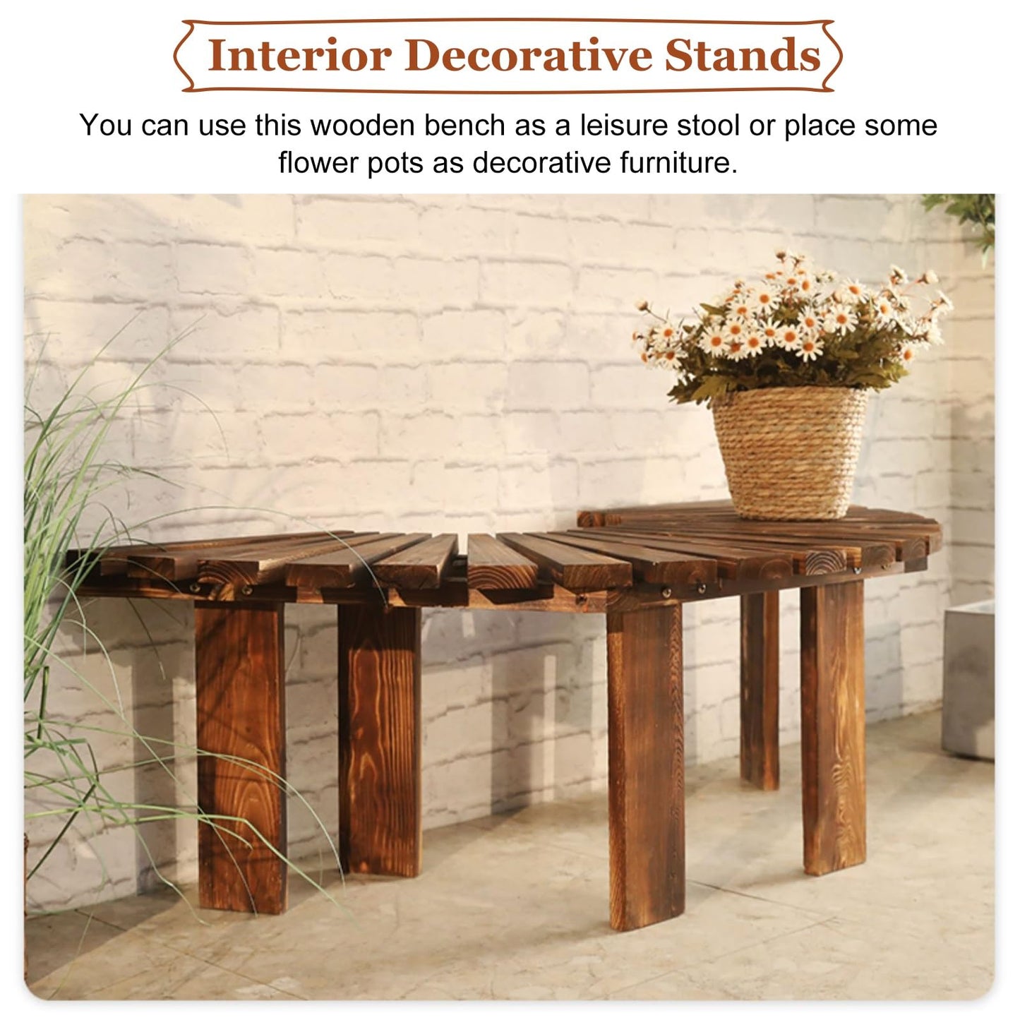 Wooden Semi-Circle Tree Bench - Outdoor Wrap-Around Seating for Park, Garden, Porch & Lawn - All-Weather Brown Furniture Decoration (Half Round Size)
