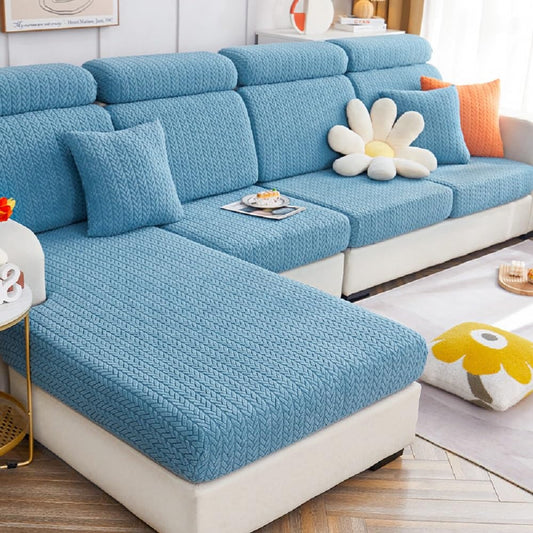 Yoovat Sofa Covers Soothing Home Sofa Covers Sofa Hero Covers Couch Cushion Covers for Dogs Stretch Couch Covers Slipcovers for Couches and Sofas (Wheat-Ocean Blue,Chaise Cover)