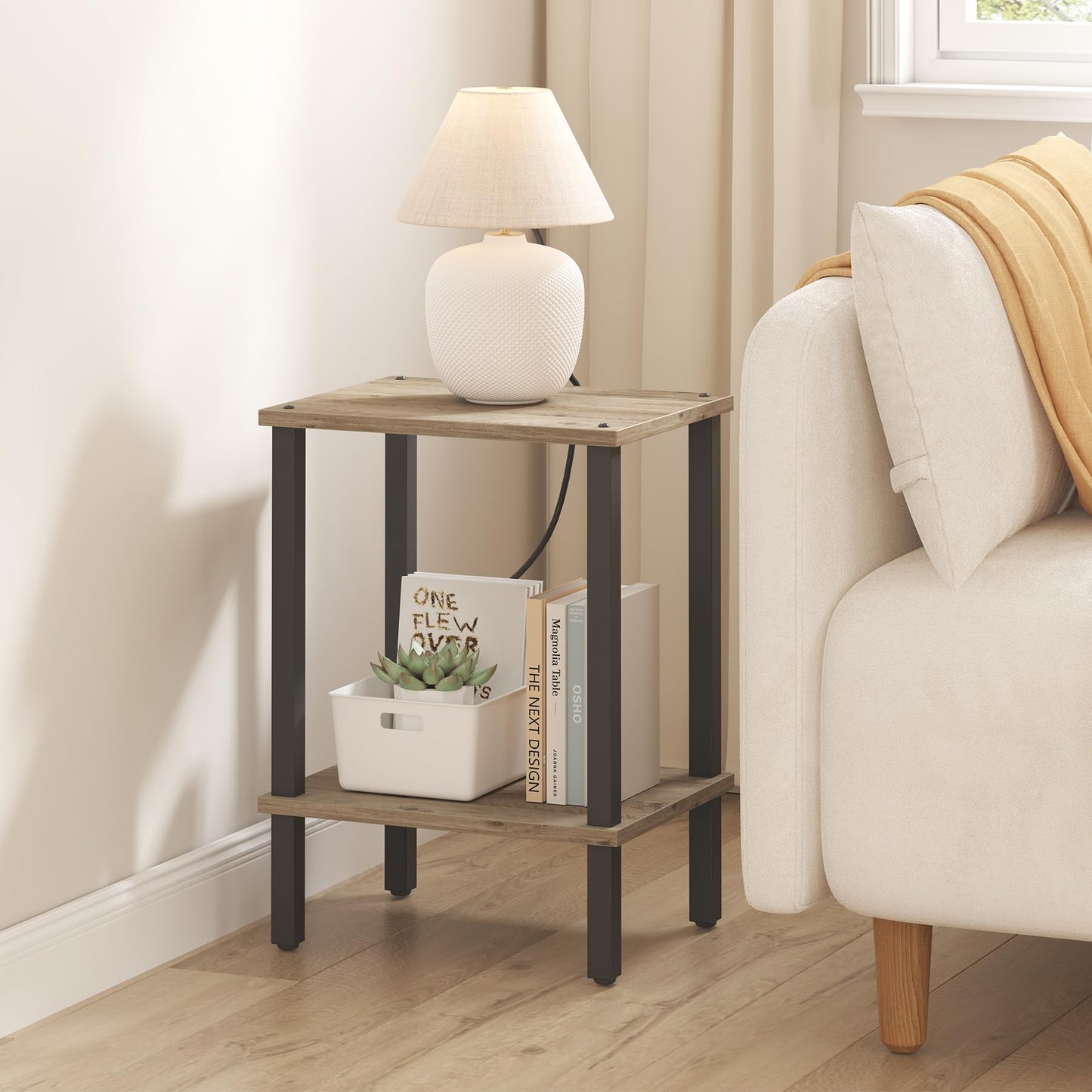 TUTOTAK End Table, Side Table, Nightstand, 2-Tier Storage Shelf, Sofa Side Table for Small Space, Living Room, Bed Room TB01BG034