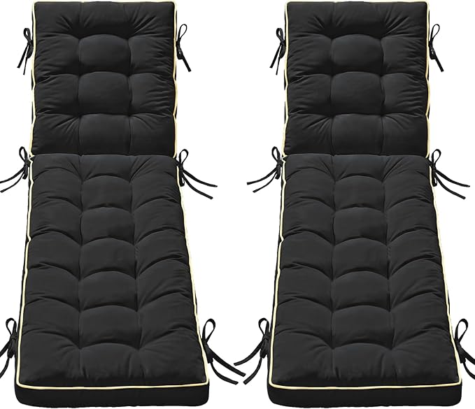 2 Pack 80x26 Inch Folding Chaise Lounge Cushion Quick Dry