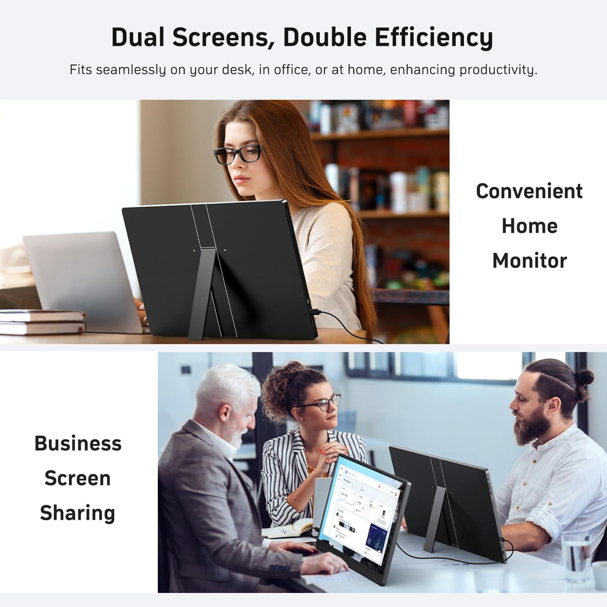 MNN Portable Monitor 18.5'' 100Hz, FHD 1080P IPS Laptop Screen with Built-in Stand & Dual Speakers, USB-C HDMI External Display for Laptop PC Phone PS5 Xbox Switch, Travel Gaming Monitor