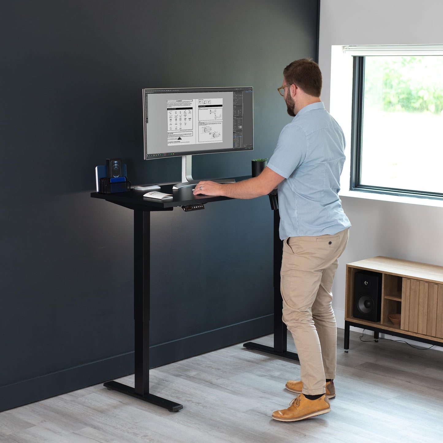 VIVO 55 x 24 inch Universal Solid One-Piece Square Corner Table Top for Standard and Sit to Stand Height Adjustable Home and Office Desk Frames, Black, DESK-TOP55B-S