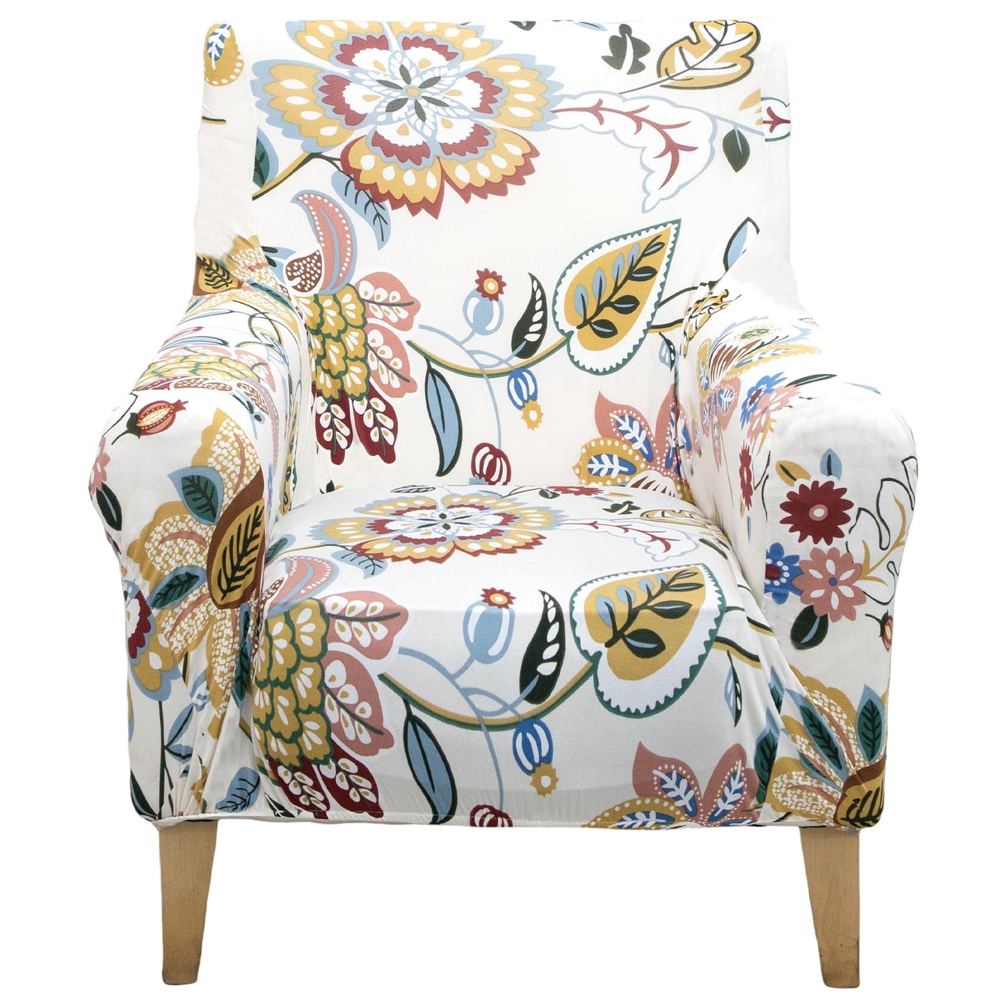 Adigau Slipcovers for Chairs with Arms for Living Room Printed Single Sofa Covers Elastic Armchair Slipcover Modern Washable Furniture Protector Pet Friendly(Beige Flower)