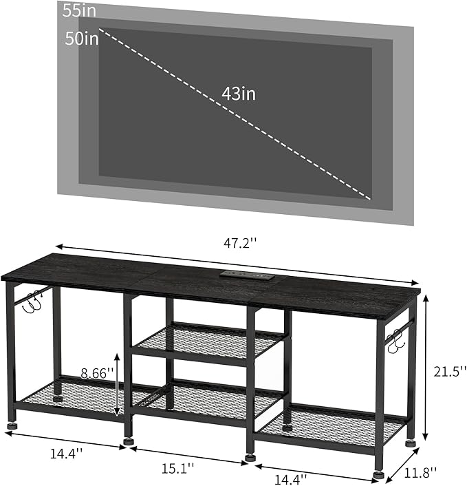 YGEOMER Black Entertainment Stand