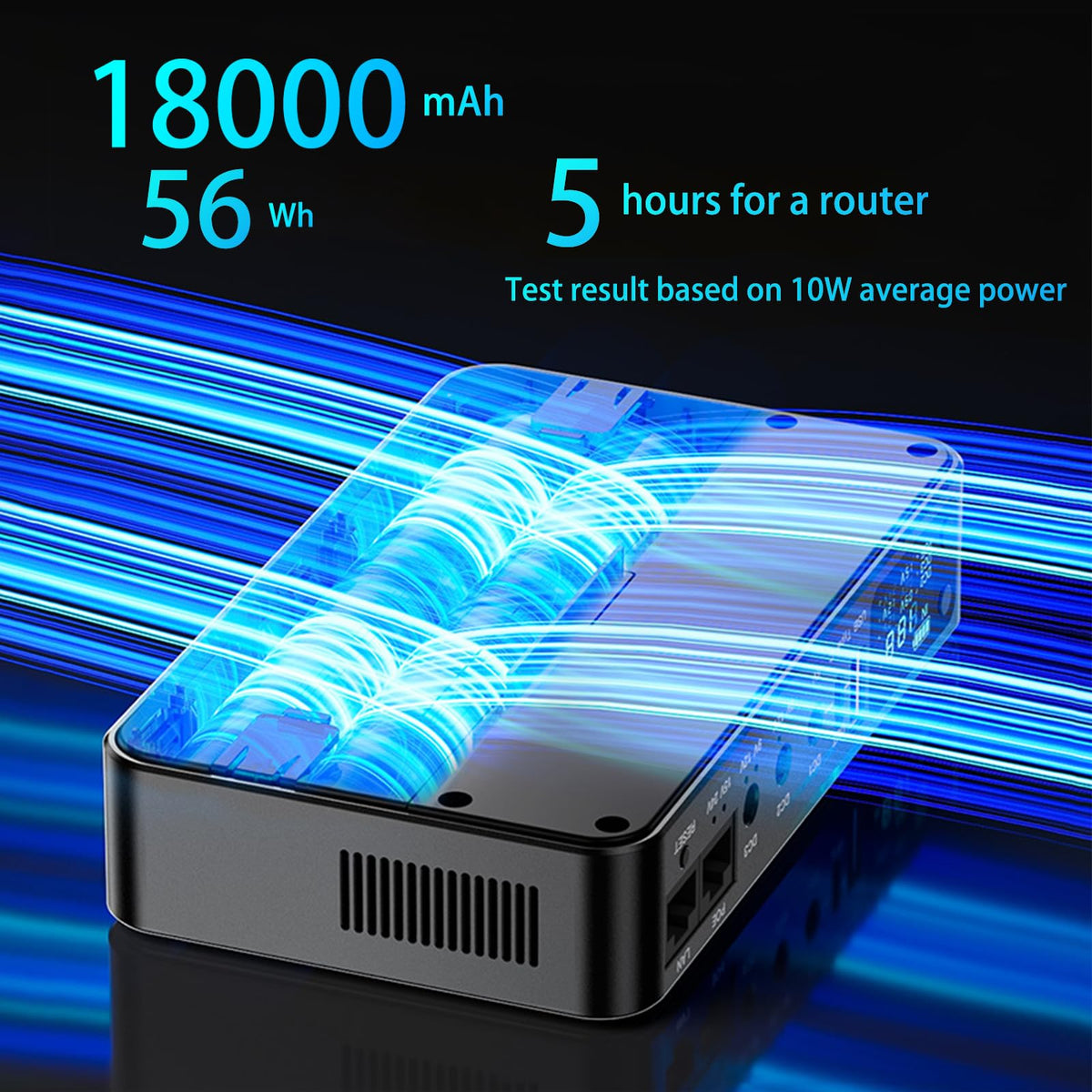 Yuuki Power Battery Backup for Router CCTV 18000mAh(56Wh) 12V⎓2A DC UPS 9V⎓2A, Mini UPS USB 5V/3.6A